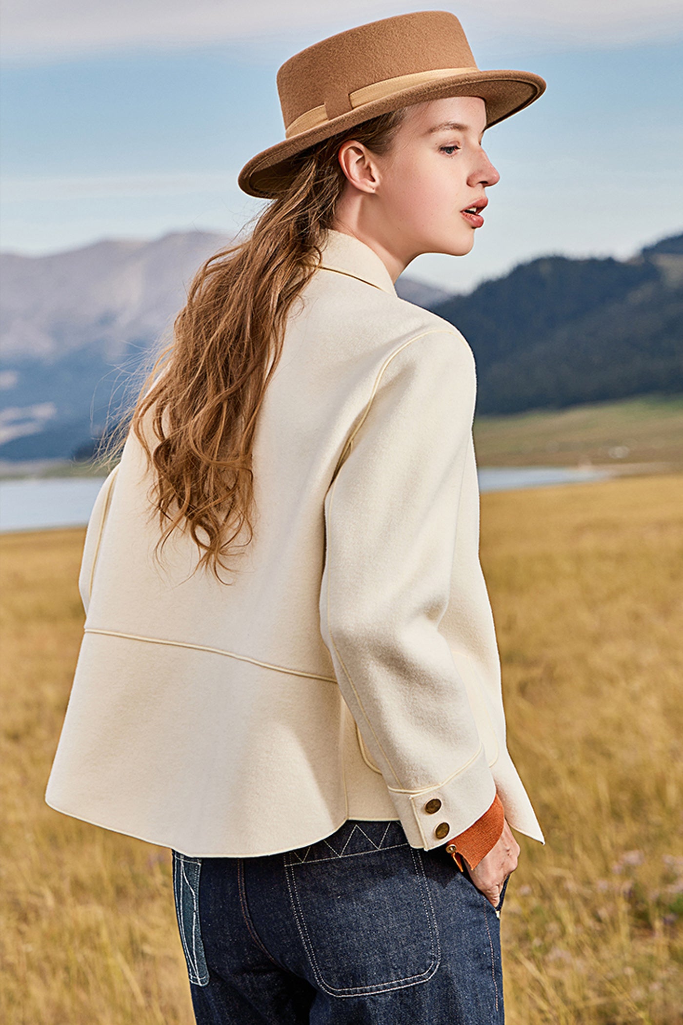 KAMILAN French Short Wool Coat for Women – 2025 Fall Double-Faced Wool Jacket with Polo Collar