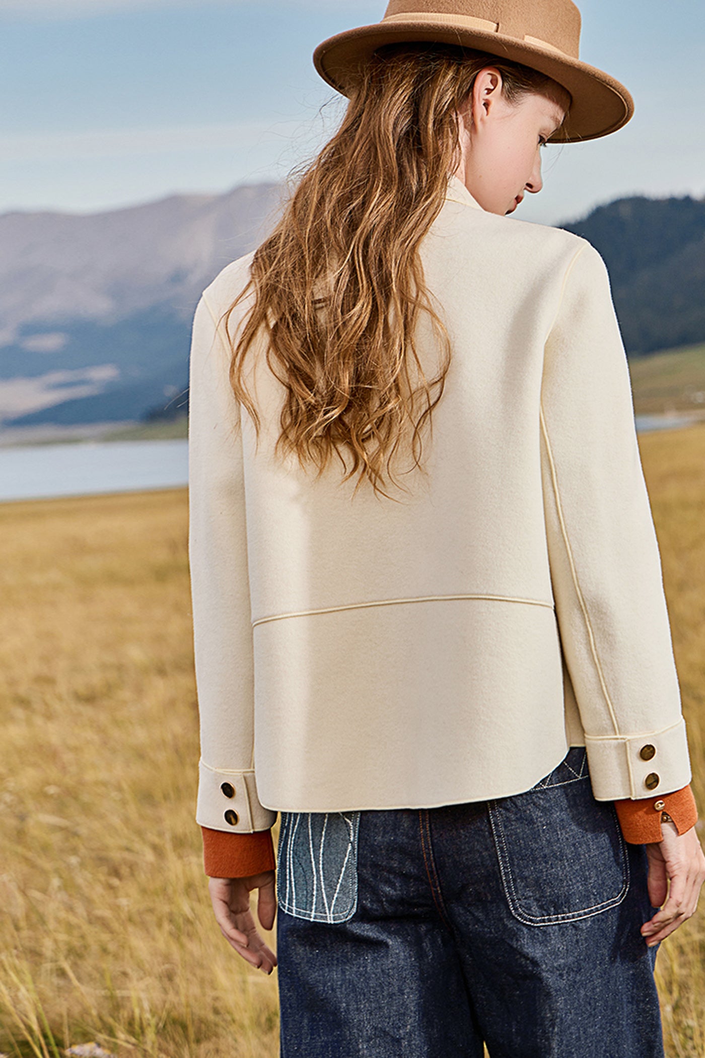 KAMILAN French Short Wool Coat for Women – 2025 Fall Double-Faced Wool Jacket with Polo Collar