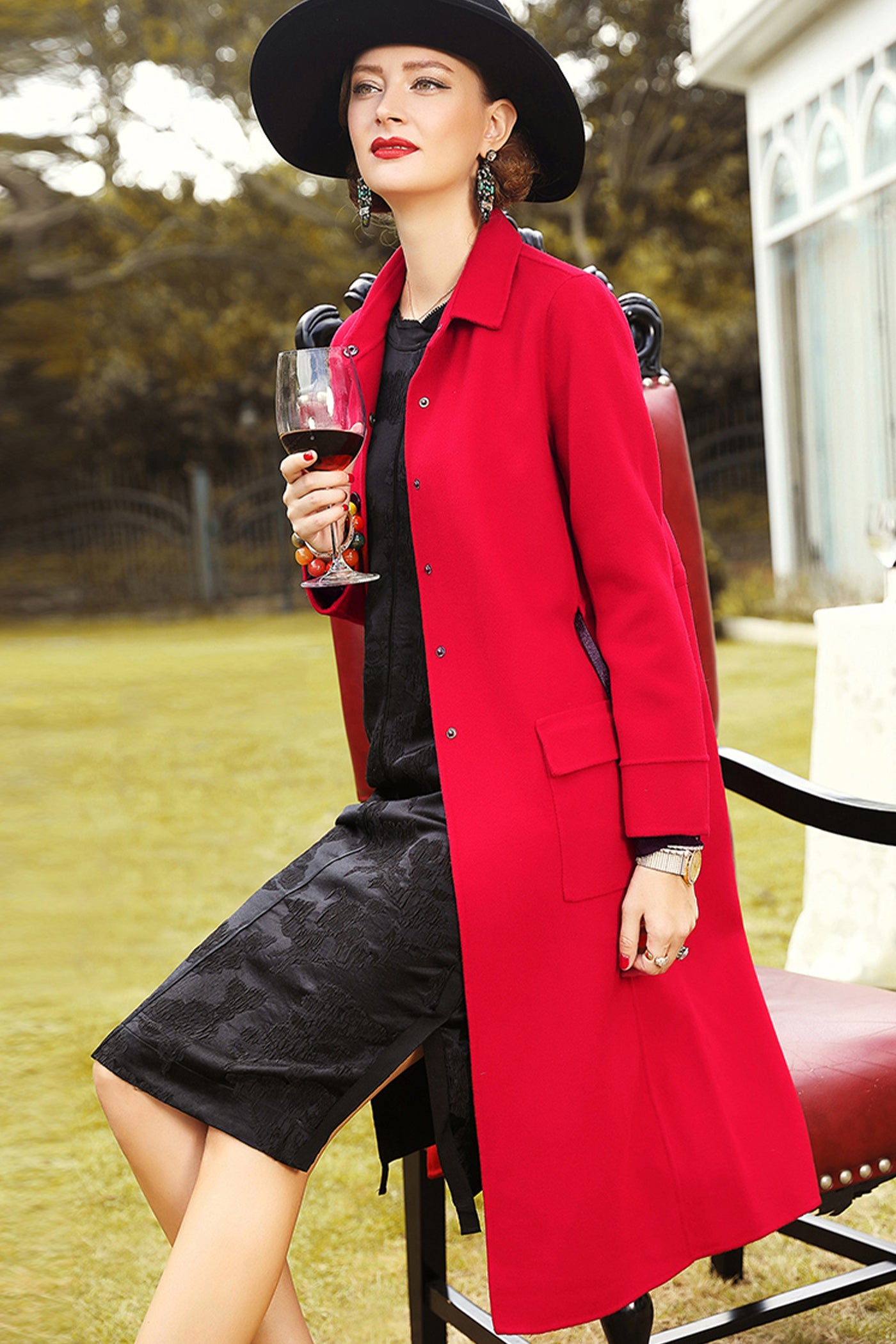 KAMILAN Women's Double-Faced Wool Coat – 2025 Autumn New Mid-Length Oversized Silhouette Trendy Outerwear