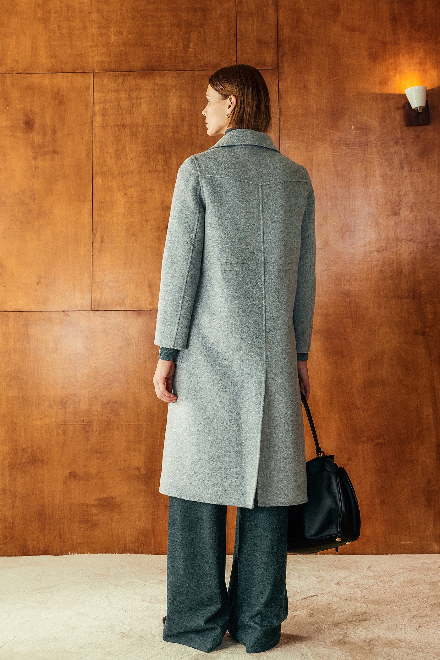KAMILAN Women's Double-Faced Wool Coat – 2025 Autumn New Mid-Length Oversized Silhouette Trendy Outerwear