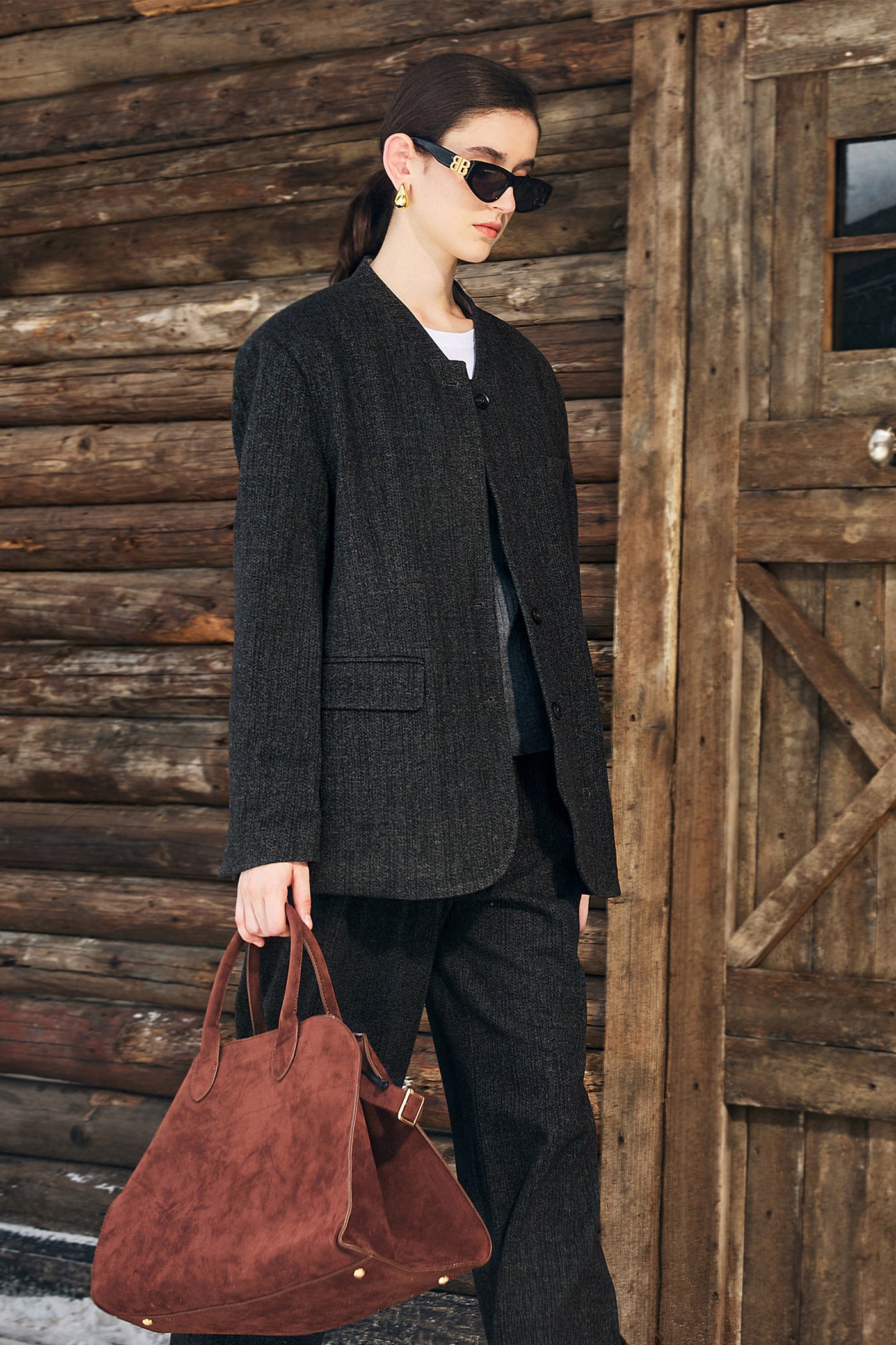 KAMILAN Women's French-Inspired Black Blazer – 2025 Fall New Long Sleeve Casual Office Jacket