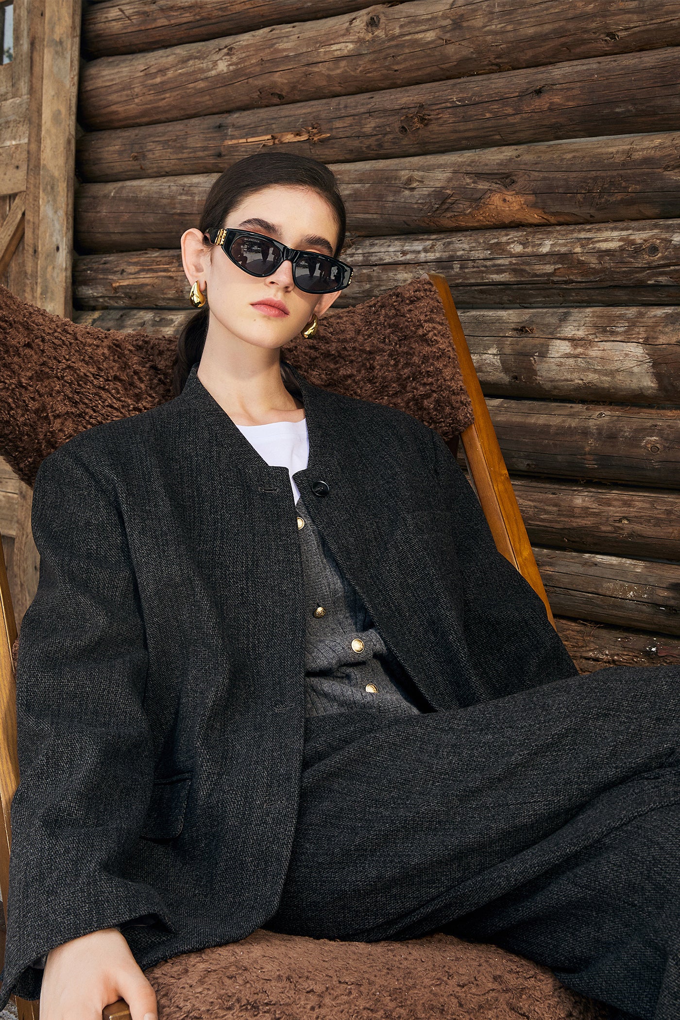 KAMILAN Women's French-Inspired Black Blazer – 2025 Fall New Long Sleeve Casual Office Jacket