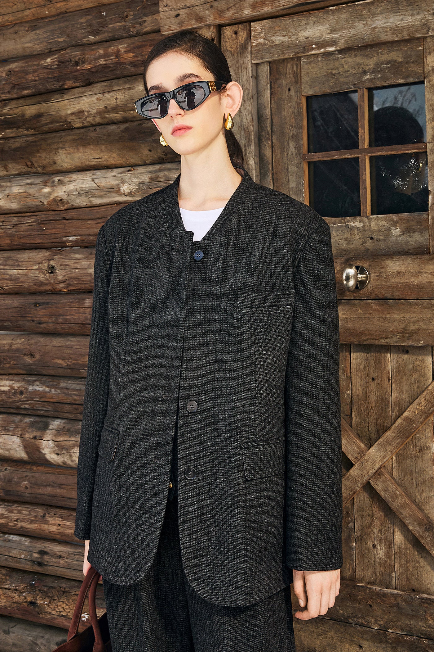 KAMILAN Women's French-Inspired Black Blazer – 2025 Fall New Long Sleeve Casual Office Jacket