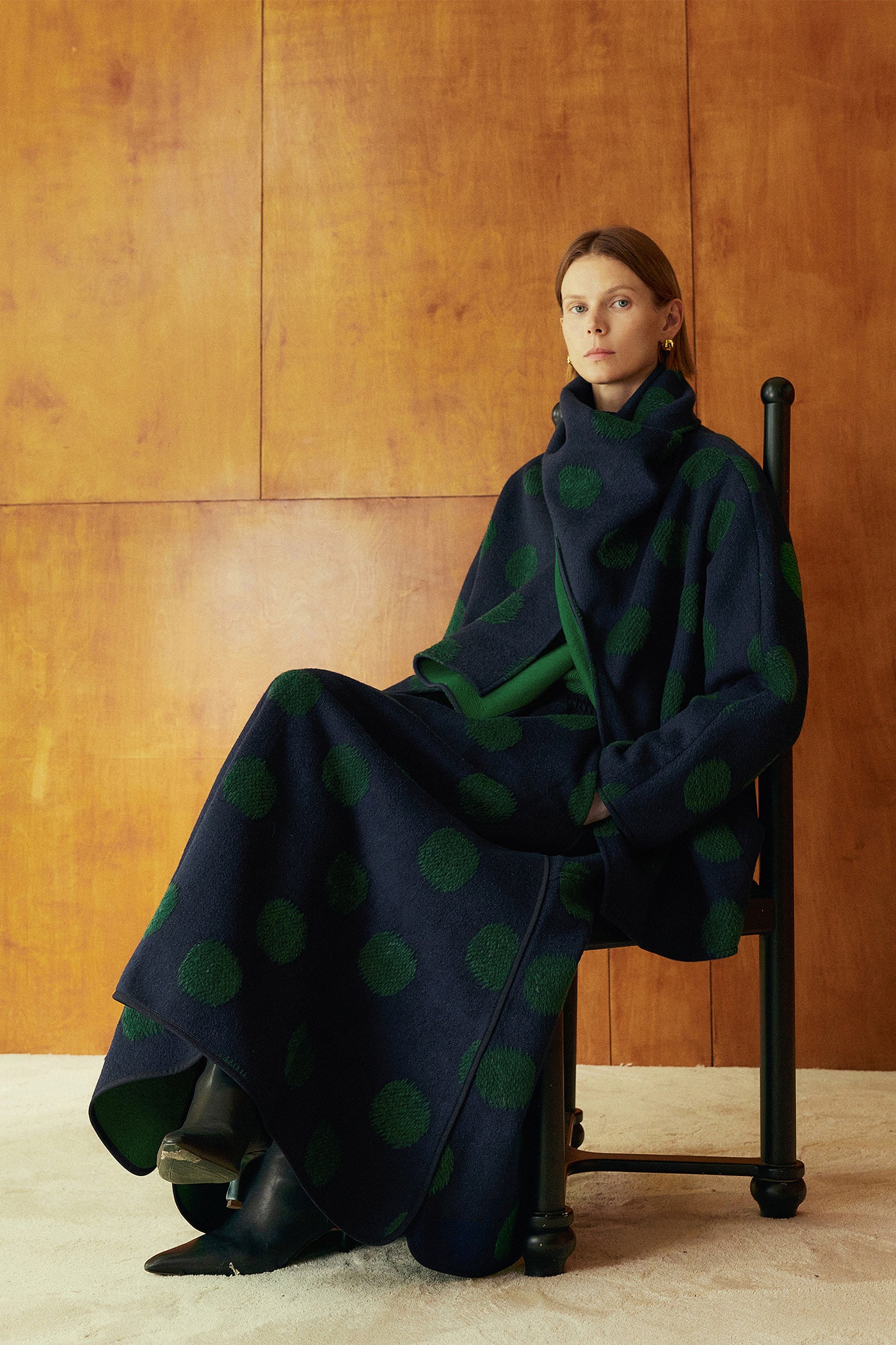 KAMILAN Women's Double-Faced Wool Coat – 2025 Autumn New Mid-Length Scarf-Collar Overcoat