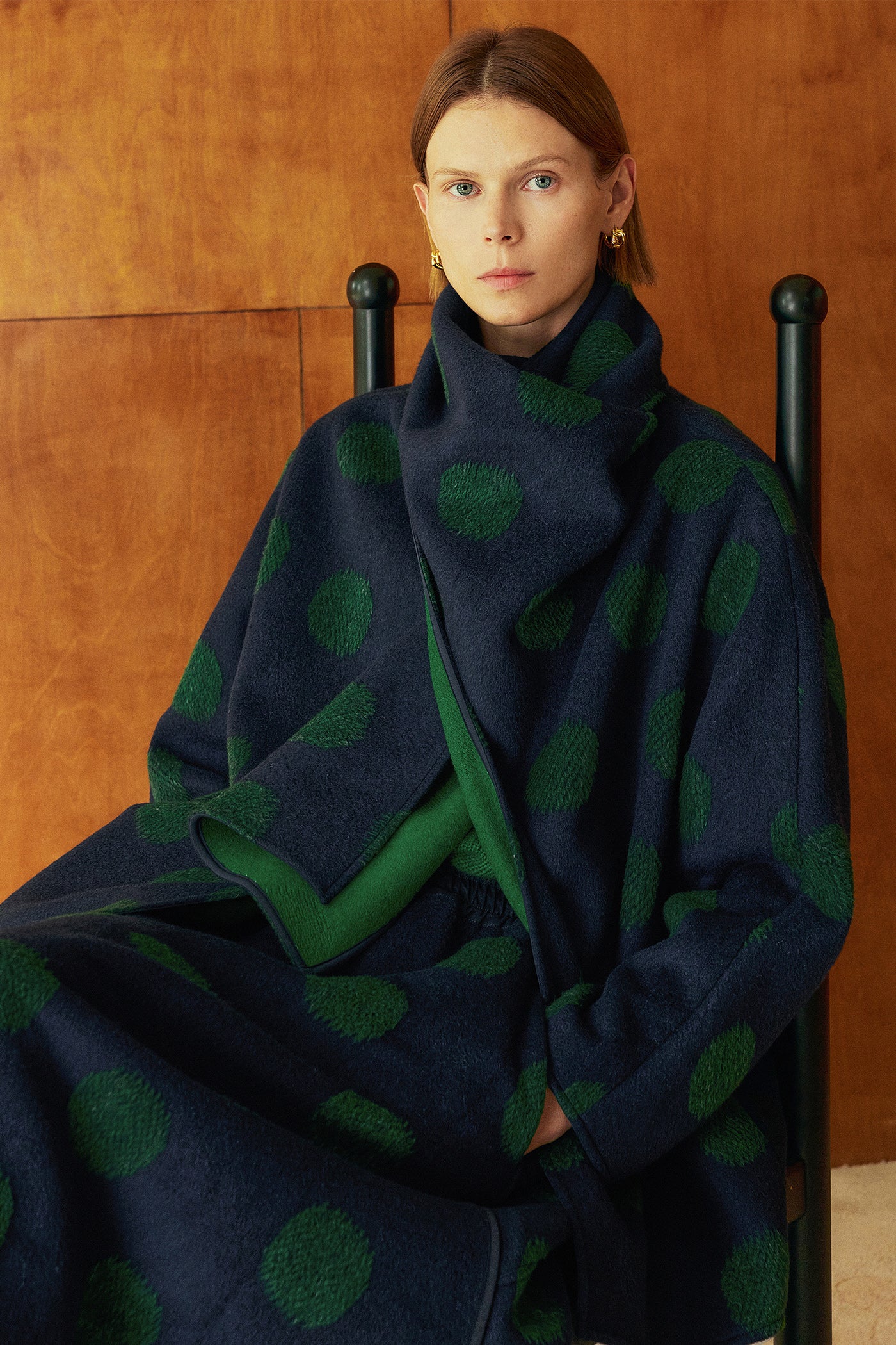 KAMILAN Women's Double-Faced Wool Coat – 2025 Autumn New Mid-Length Scarf-Collar Overcoat