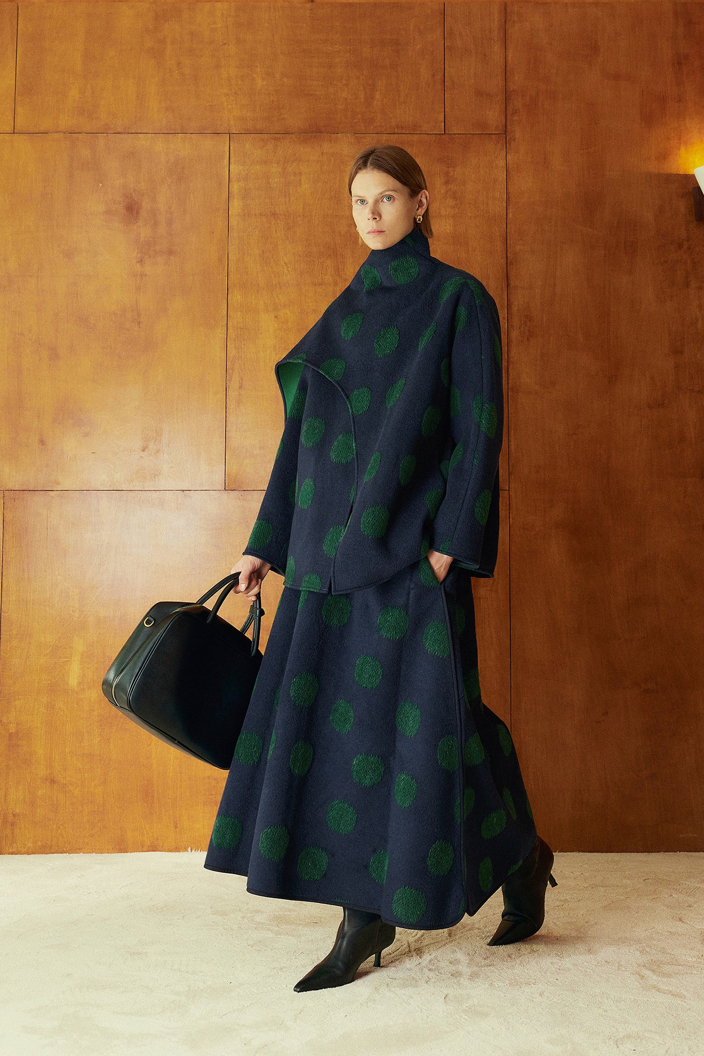 KAMILAN Women's Double-Faced Wool Coat – 2025 Autumn New Mid-Length Scarf-Collar Overcoat