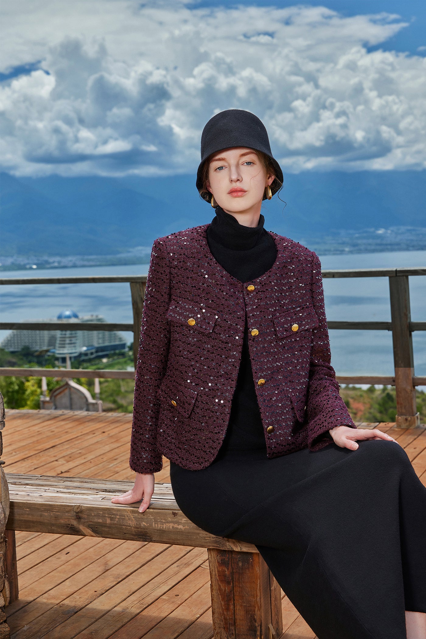 KAMILAN French Tweed-Inspired Short Jacket – 2025 Autumn New Loose Fit Sequin Detail Outerwear