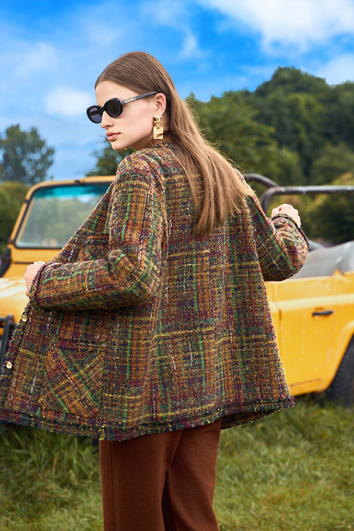 KAMILAN Women's 2025 Fall/Winter Tweed Wool Coat – Mid-Length Vintage-Inspired Elegant Outerwear
