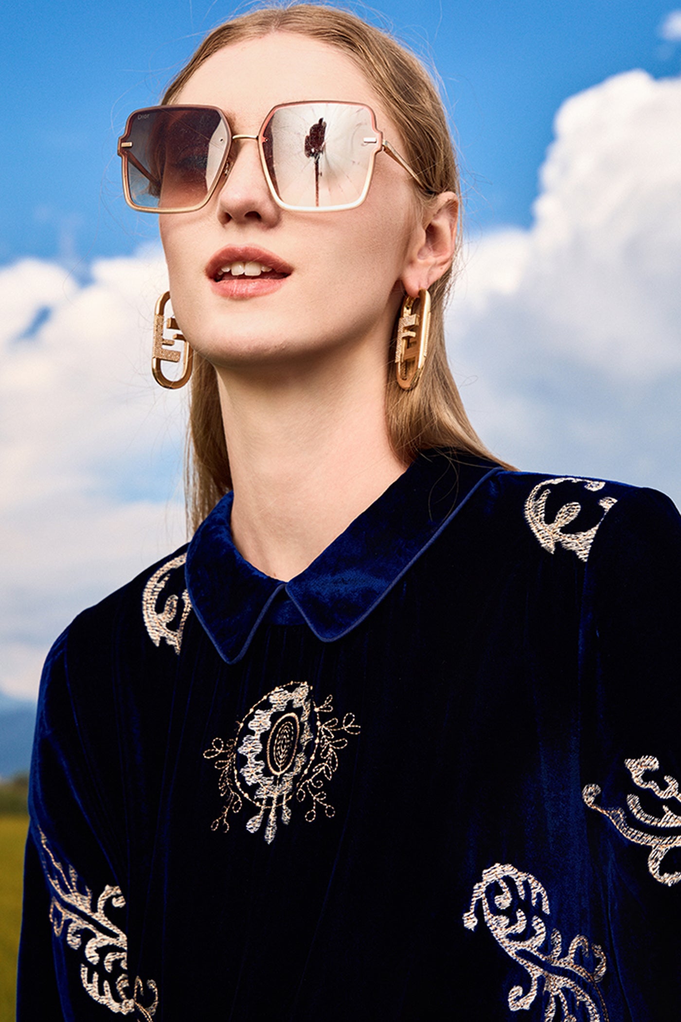 KAMILAN Women's Elegant Vintage Embroidered Dress | High Waist A-Line Midi Dress with Long Sleeves – Fall Winter 2025