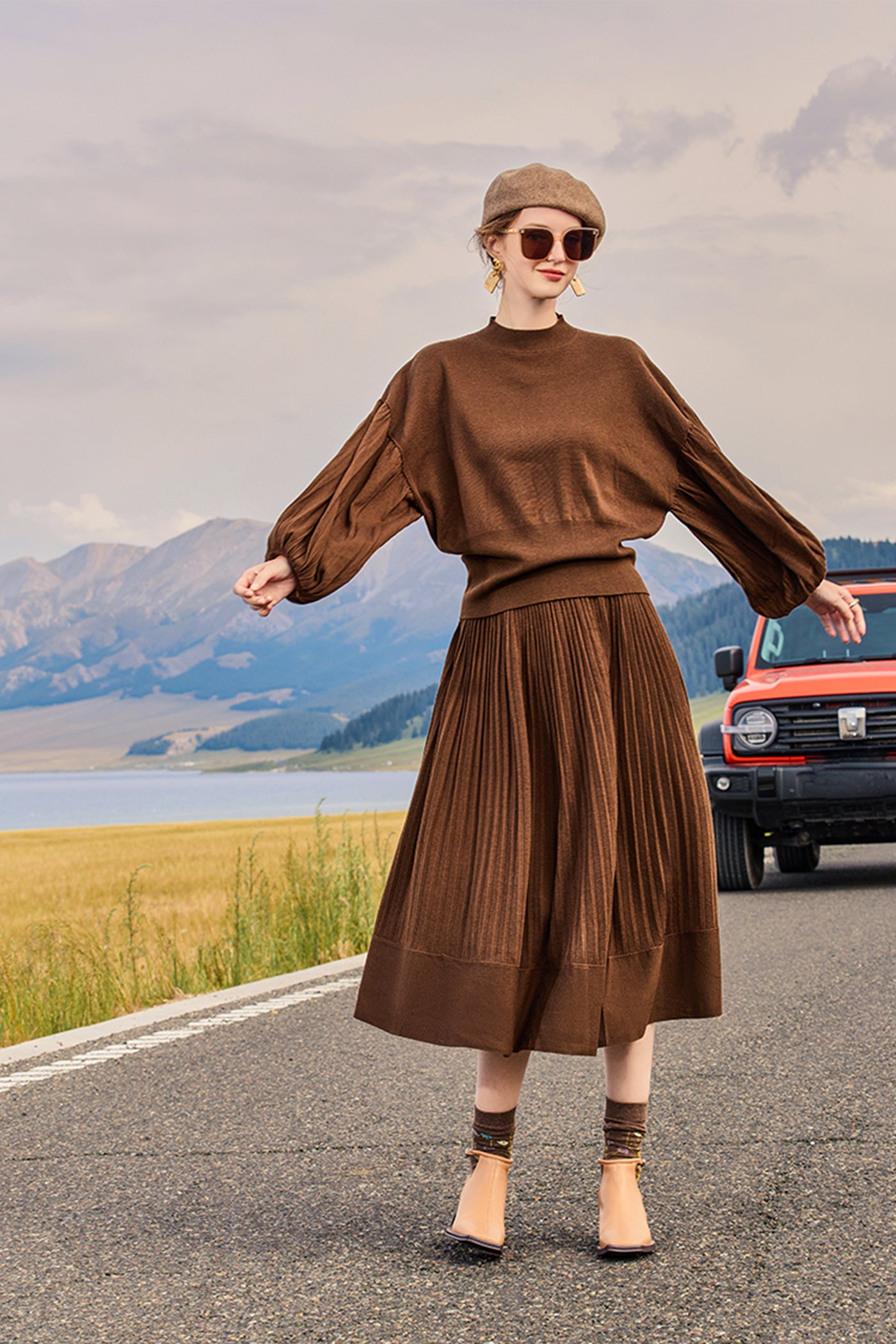 KAMILAN French Chic High-Waist A-Line Skirt – 2025 Autumn New Women's Slimming Mid-Length Versatile Skirt