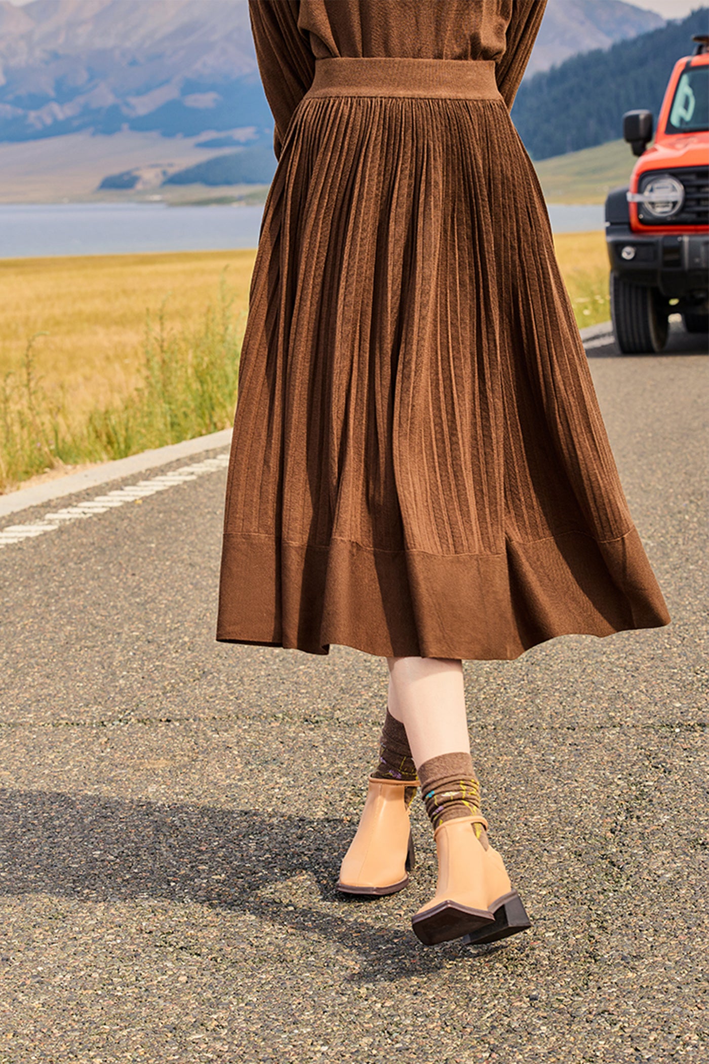 KAMILAN French Chic High-Waist A-Line Skirt – 2025 Autumn New Women's Slimming Mid-Length Versatile Skirt