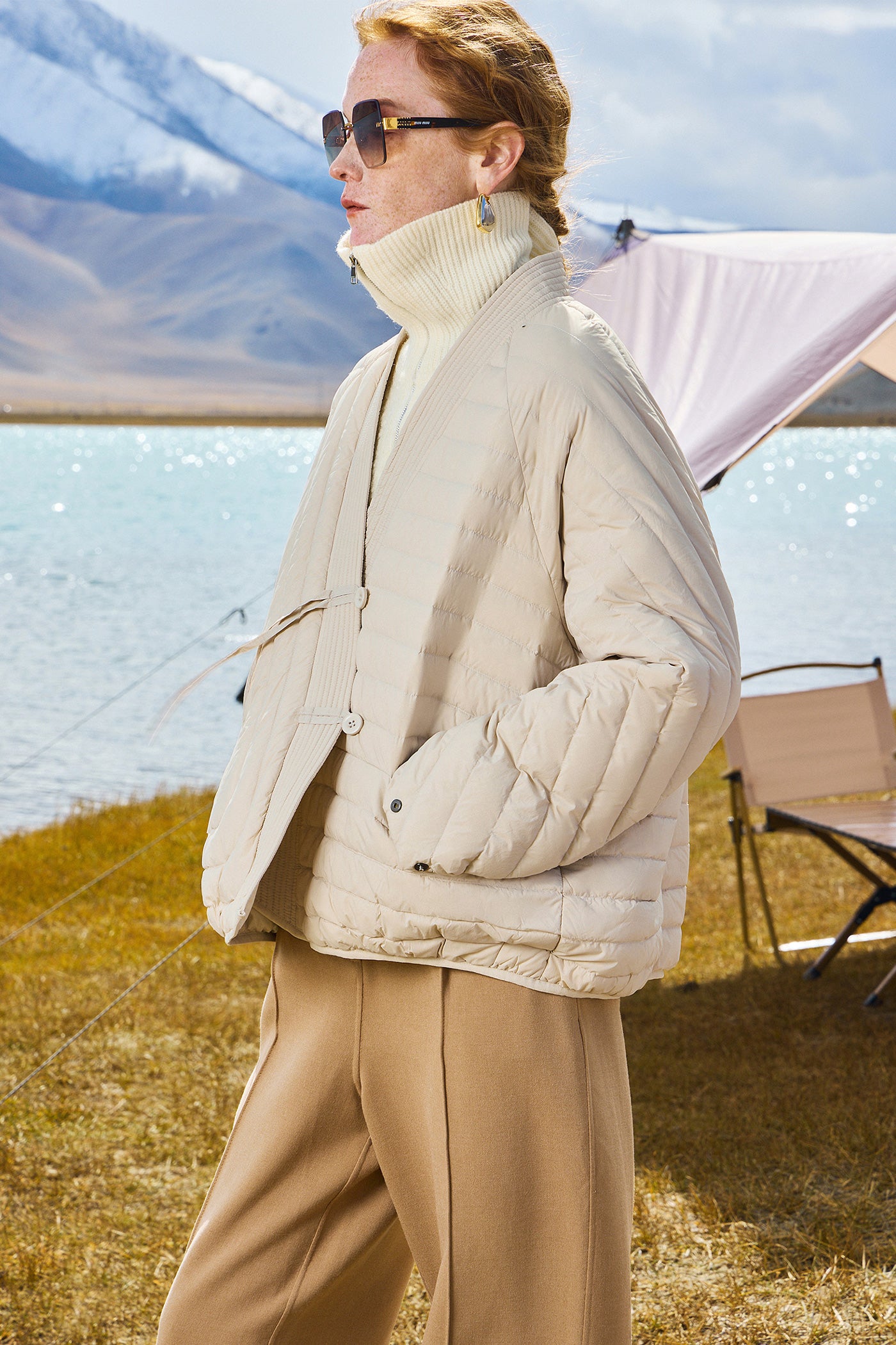 KAMILAN Women's Short Down Jacket – 2025 Winter Collection, Loose Fit White Duck Down Puffer Coat
