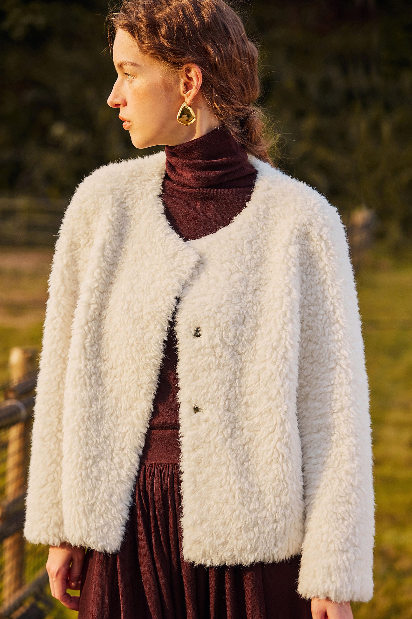 KAMILAN 2025 Winter Faux Shearling Jacket | Short Eco-Friendly Fur Coat for Women
