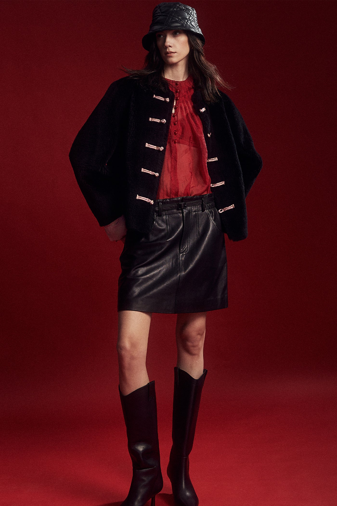 KAMILAN Short-Length New Chinese-style Retro Shearling Coat (2025 Winter, Mid-Length Warm Shearling Jacket)