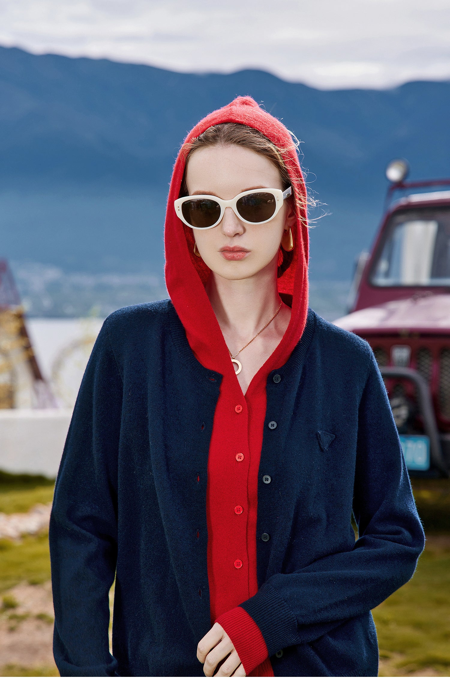 KAMILAN Women's woolen knitted cardigan, new autumn 2025 style, knitted jacket with hood