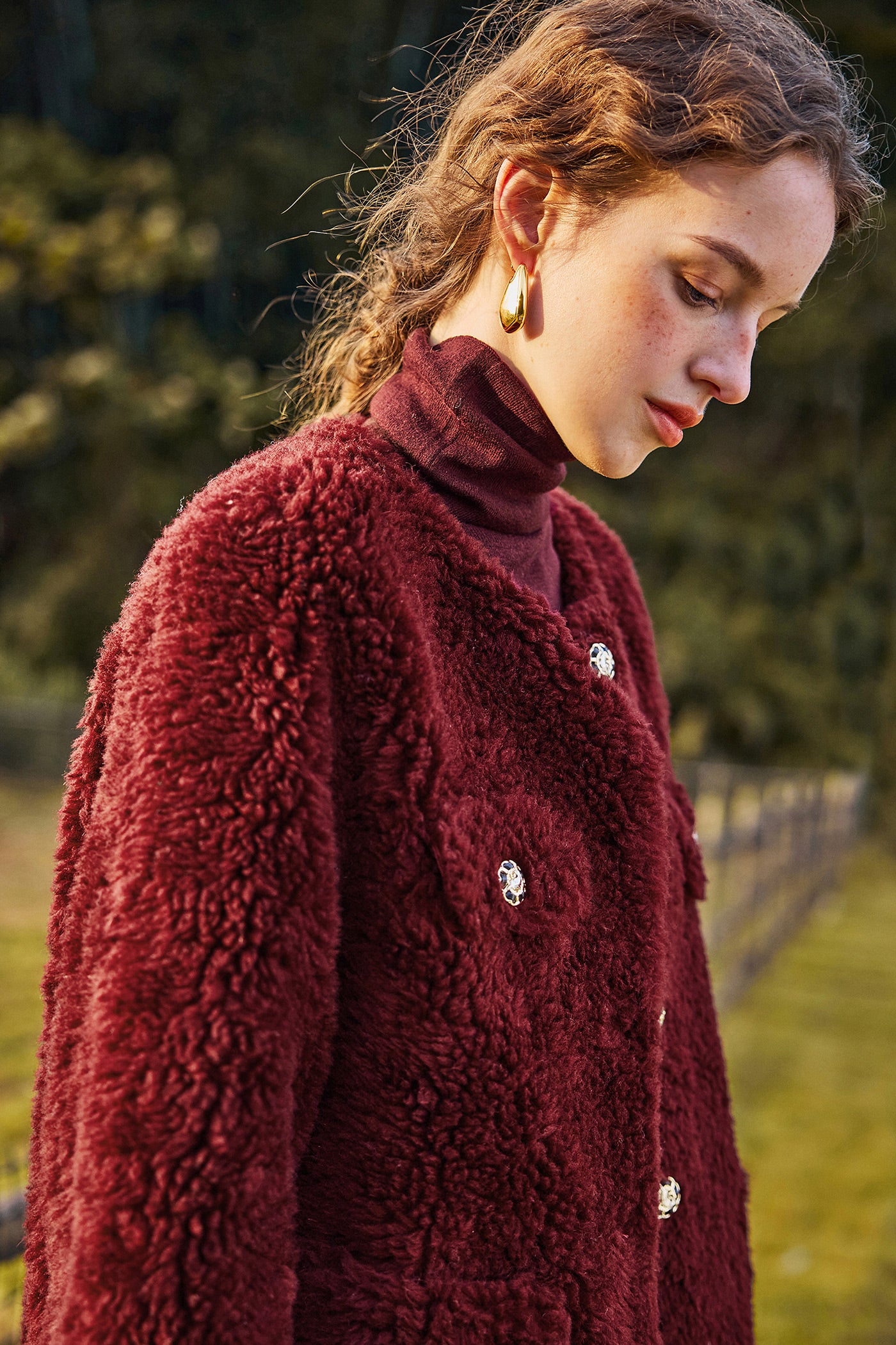 KAMILAN Women's Shearling Short Coat – 2025 Winter New Warm Faux Fur Sheepskin Jacket