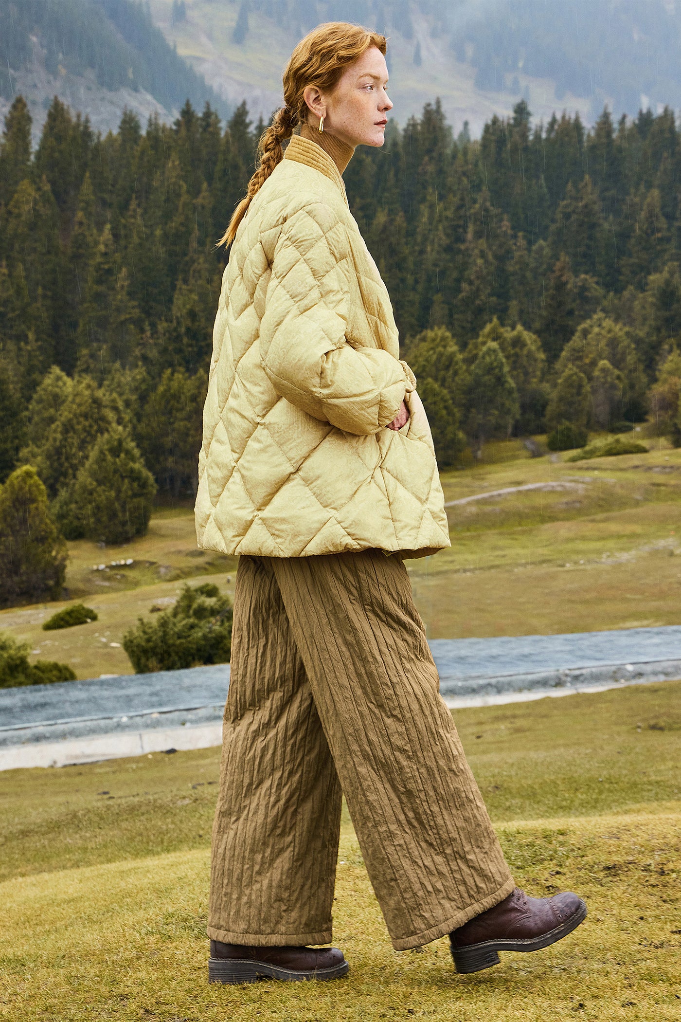 KAMILAN Women's High-Waisted Down Pants – 2025 Winter Warm Wide-Leg Outdoor Trousers