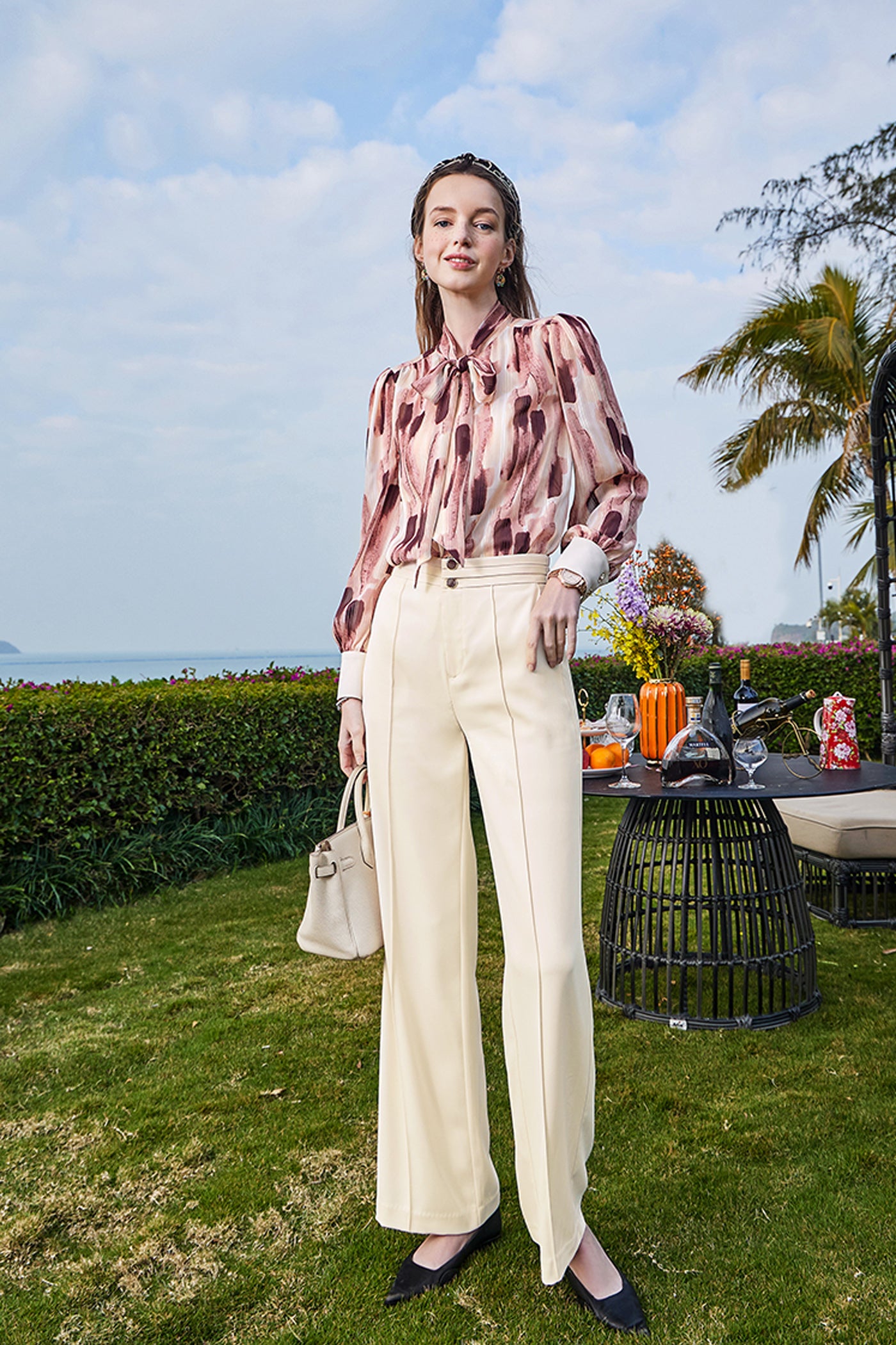 KAMILAN Women’s High-Waisted Wide Leg Trousers | 2025 Autumn New Loose Straight-Leg Casual Pants in White