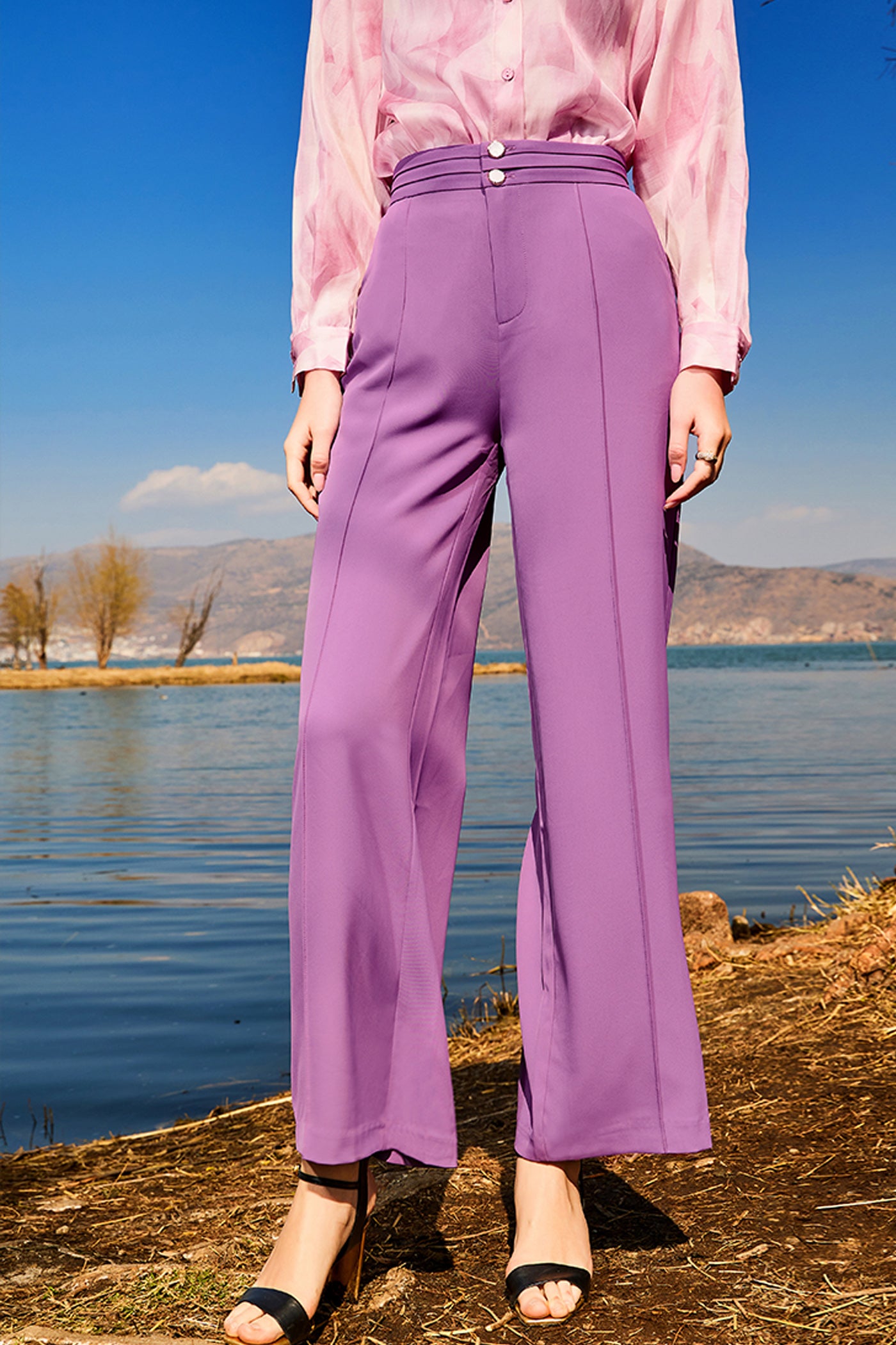 KAMILAN Women’s High-Waisted Wide Leg Trousers | 2025 Autumn New Loose Straight-Leg Casual Pants in White