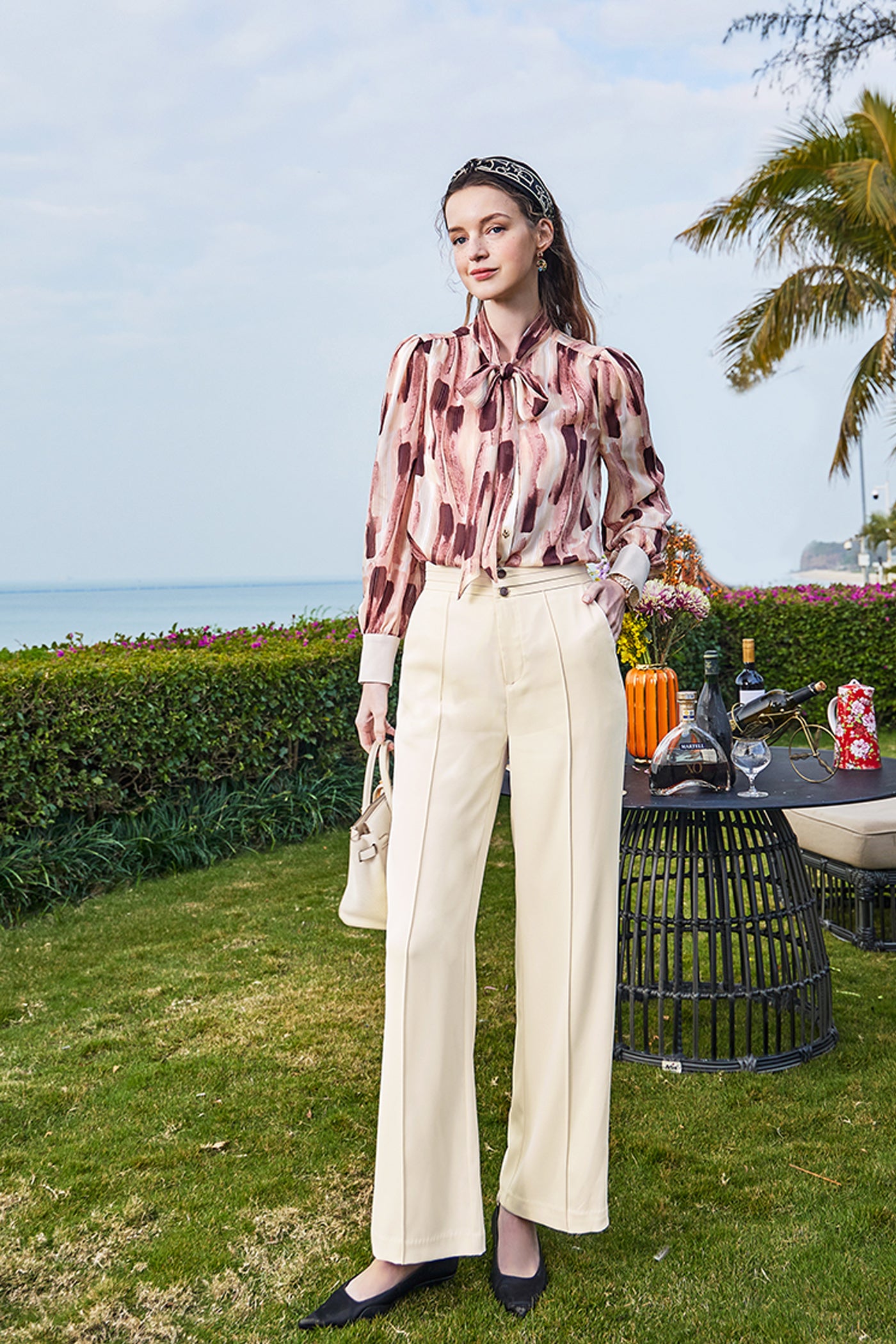 KAMILAN Women’s High-Waisted Wide Leg Trousers | 2025 Autumn New Loose Straight-Leg Casual Pants in White
