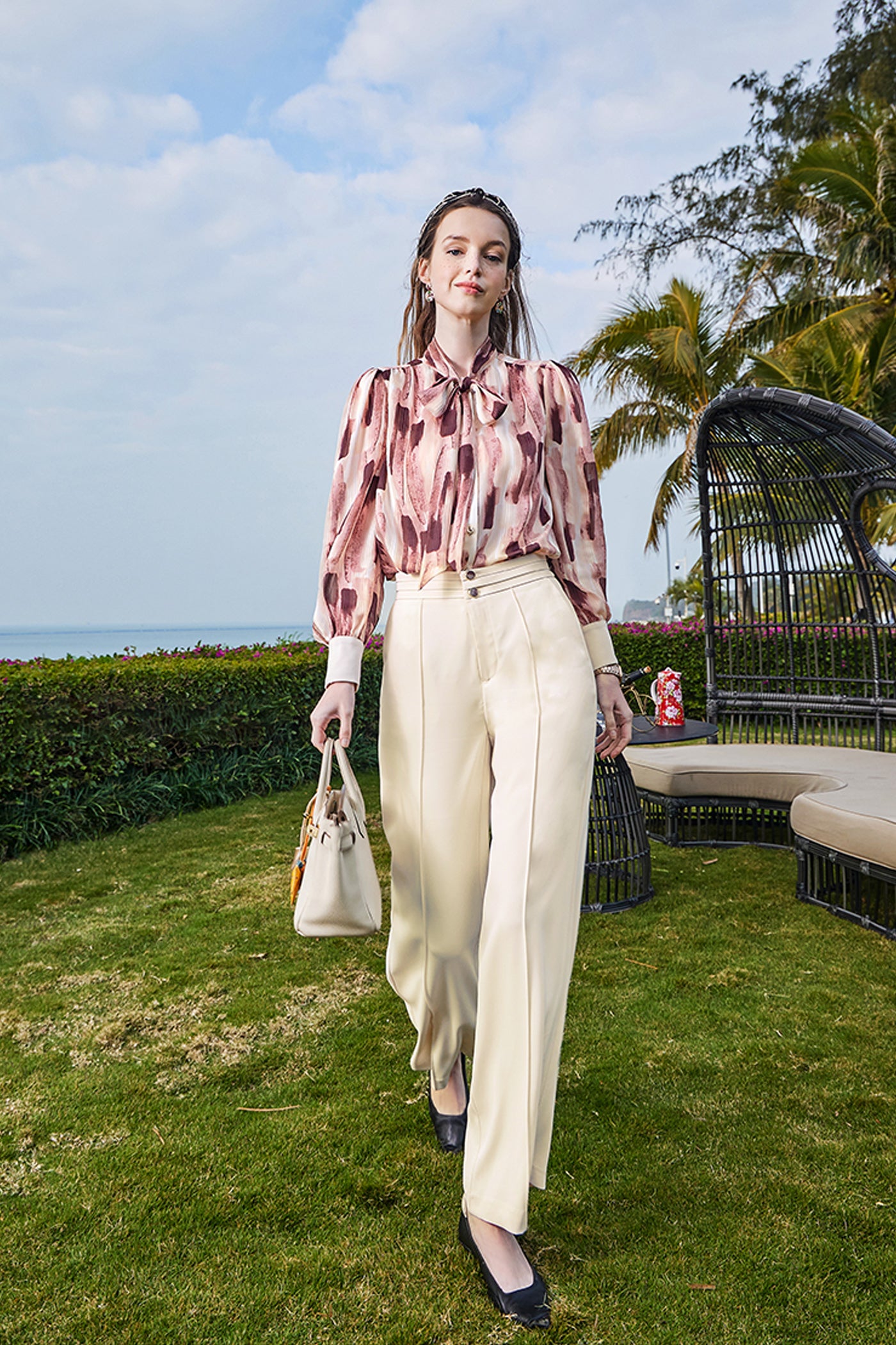 KAMILAN Women’s High-Waisted Wide Leg Trousers | 2025 Autumn New Loose Straight-Leg Casual Pants in White