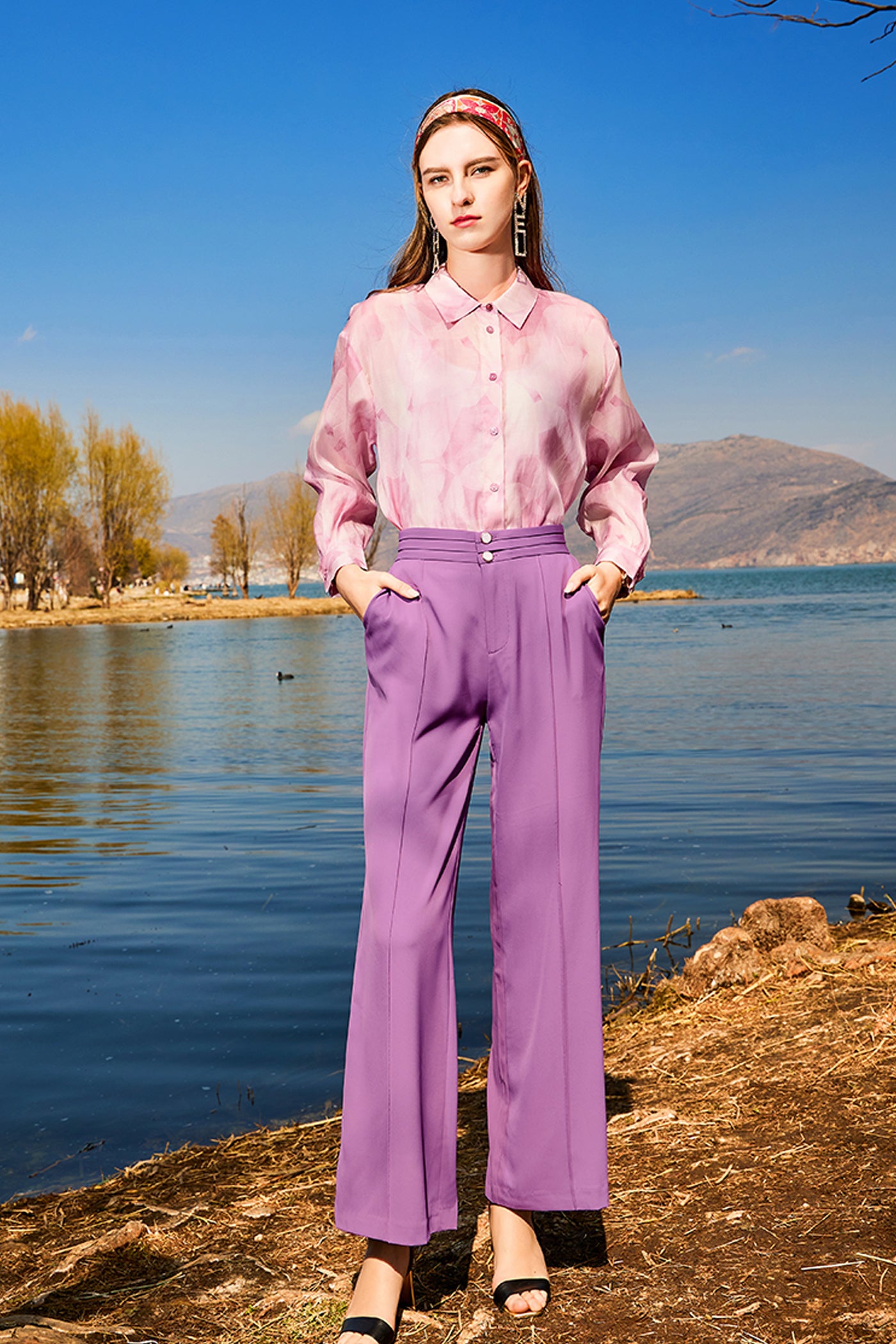 KAMILAN Women’s High-Waisted Wide Leg Trousers | 2025 Autumn New Loose Straight-Leg Casual Pants in White