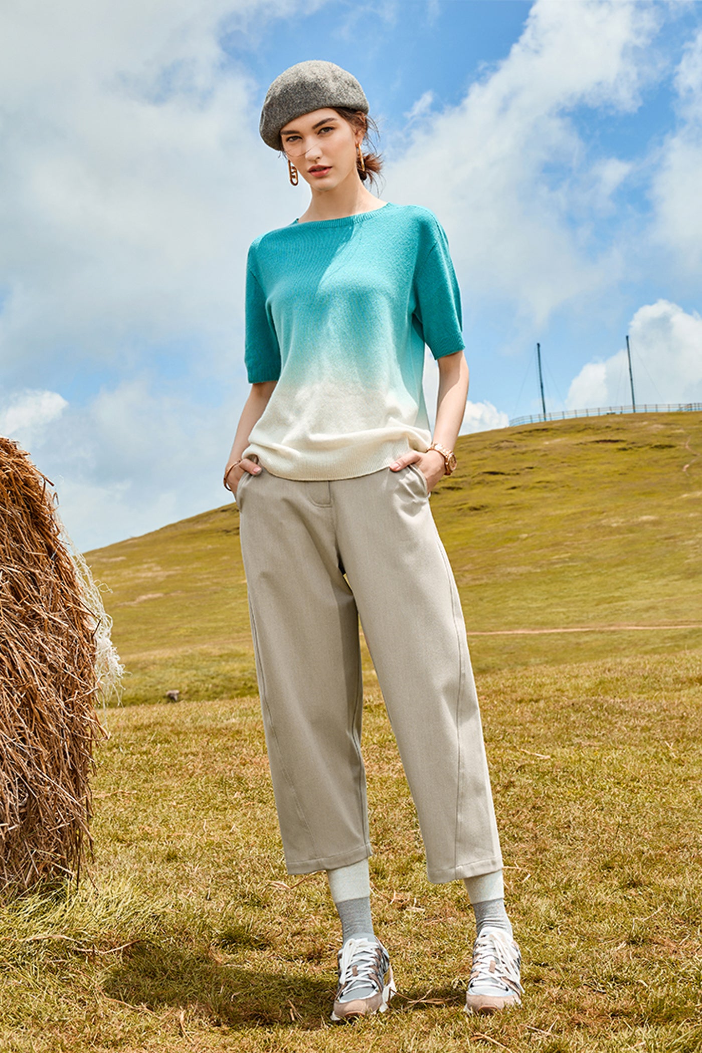 KAMILAN Women's High-Waist Wide-Leg Pants – 2025 Autumn New Loose Straight Casual Cropped Trousers