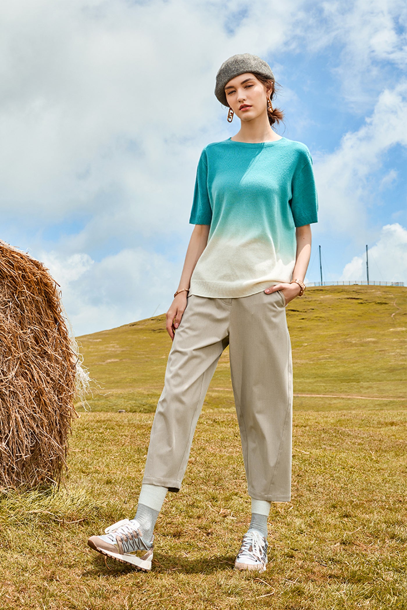 KAMILAN Women's High-Waist Wide-Leg Pants – 2025 Autumn New Loose Straight Casual Cropped Trousers