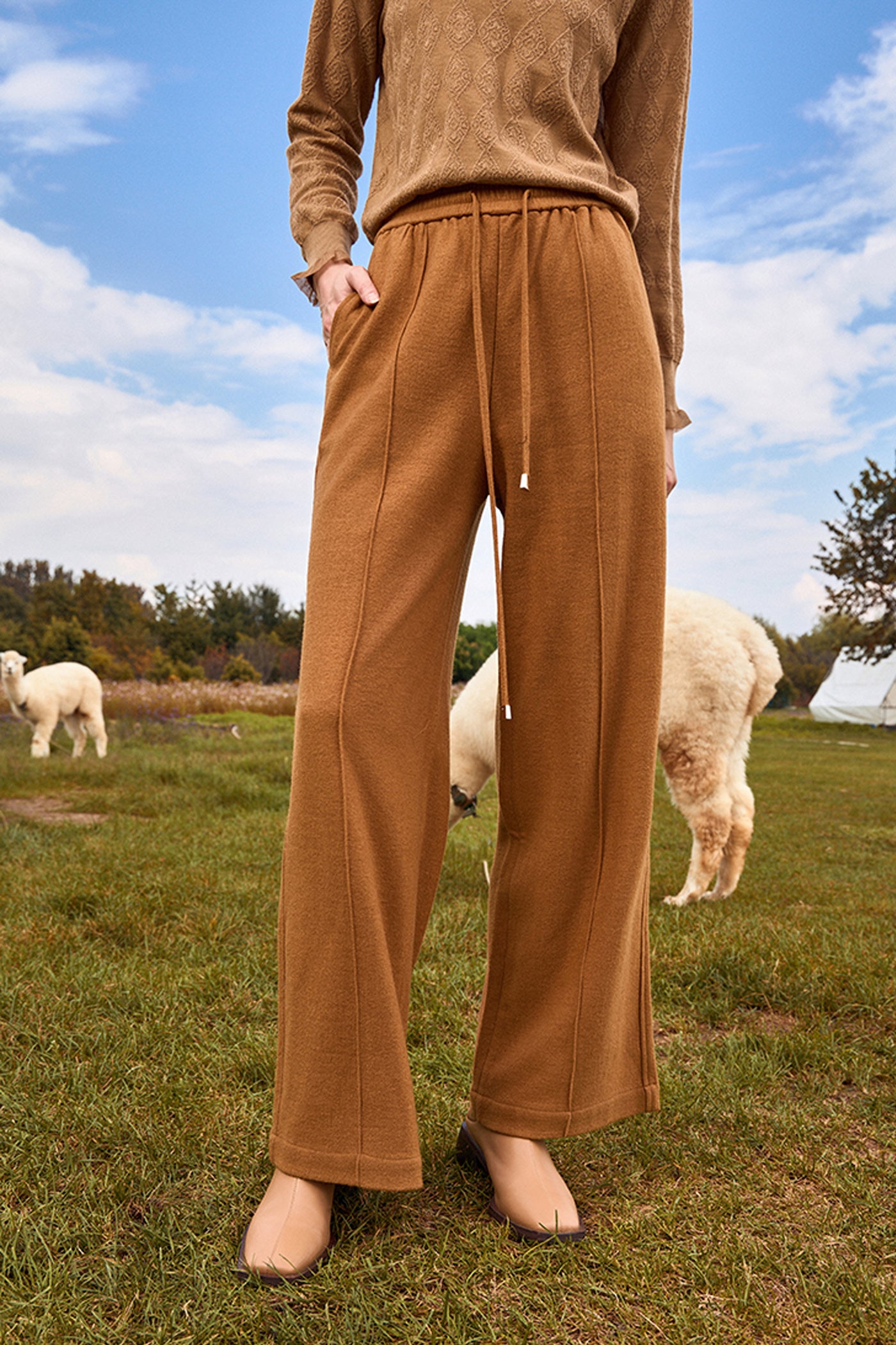 KAMILAN High-Waisted Wool Wide-Leg Pants for Women | 2025 Fall Elegant Slim-Fit Casual Trousers
