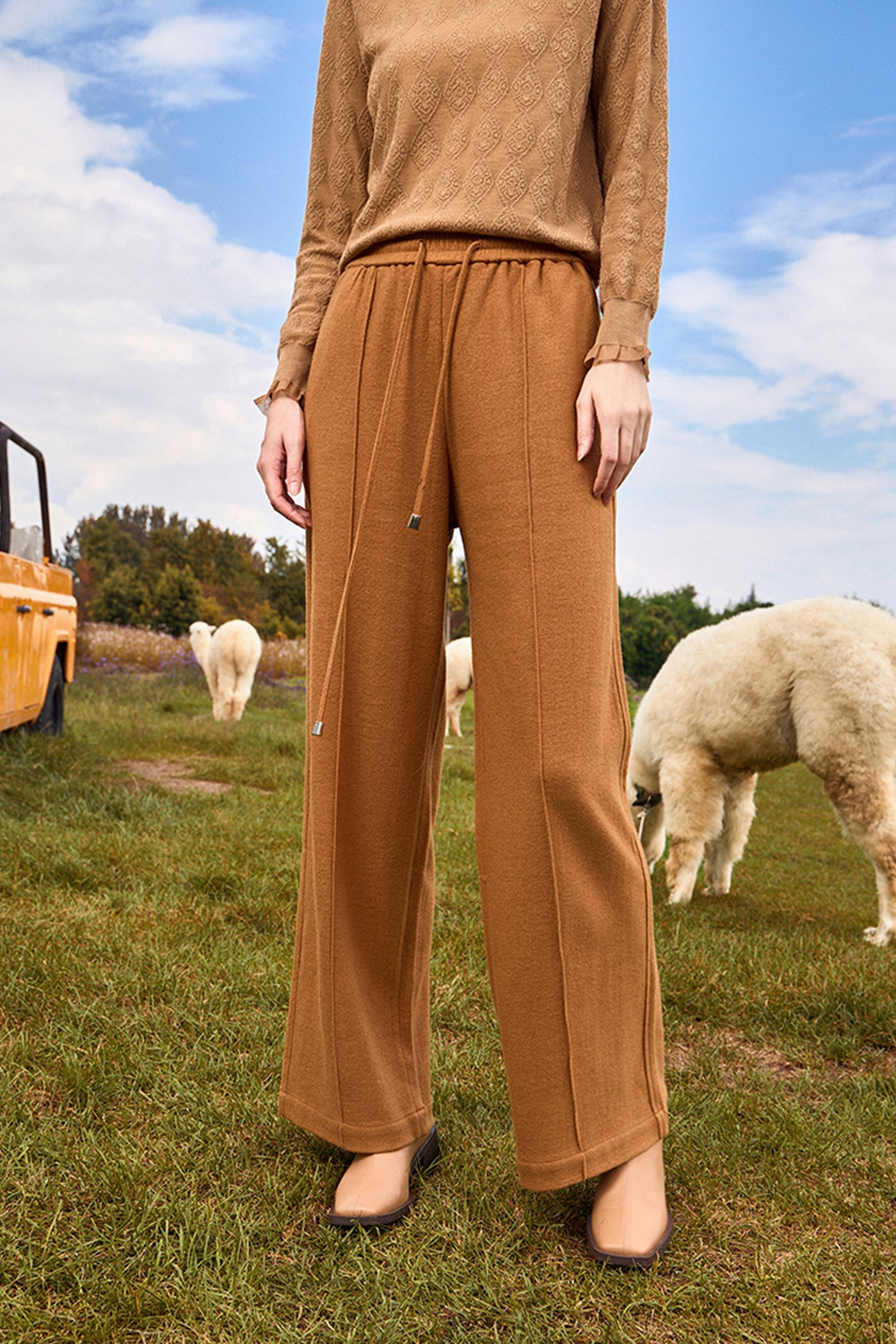 KAMILAN High-Waisted Wool Wide-Leg Pants for Women | 2025 Fall Elegant Slim-Fit Casual Trousers