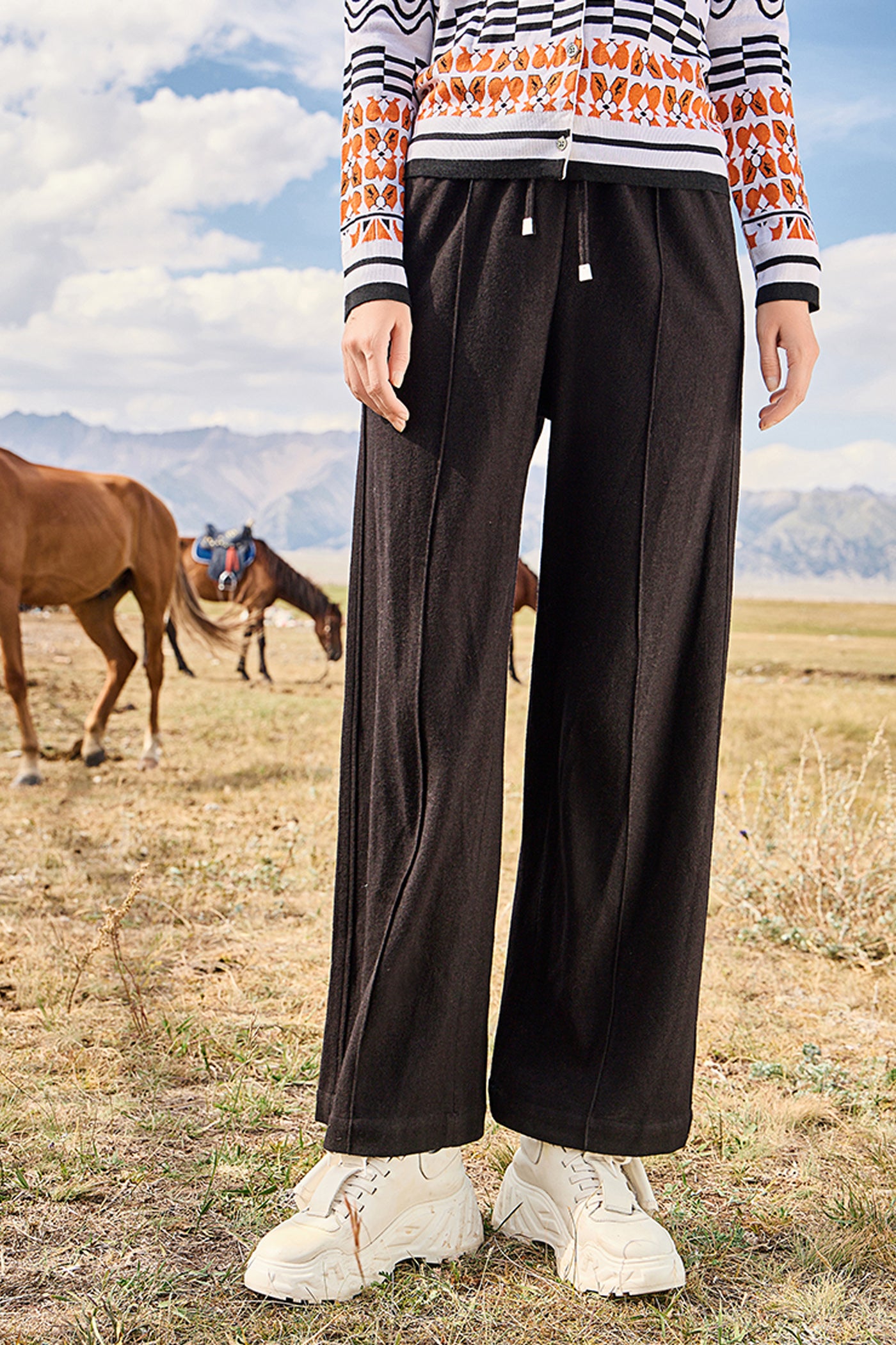 KAMILAN High-Waisted Wool Wide-Leg Pants for Women | 2025 Fall Elegant Slim-Fit Casual Trousers