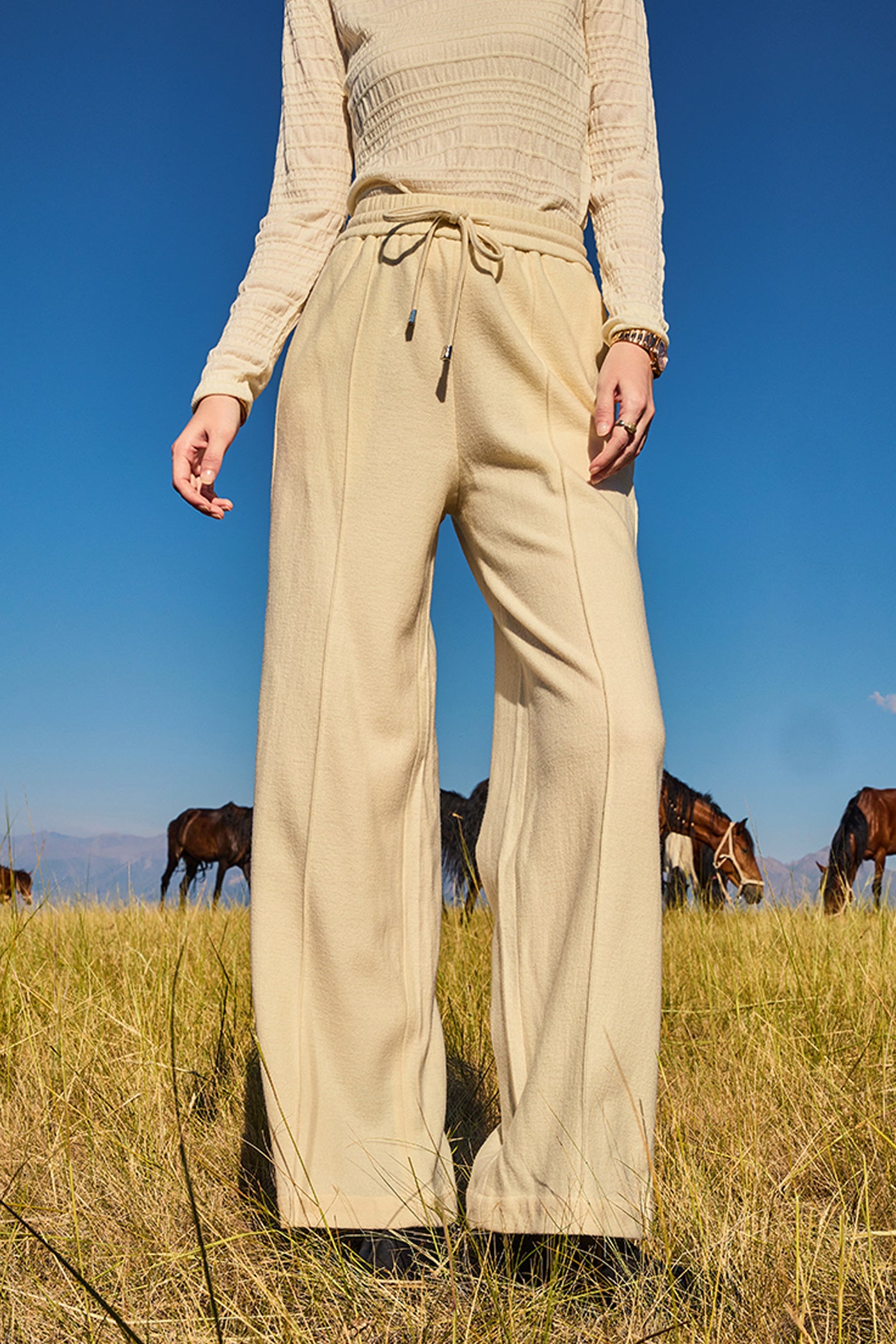 KAMILAN High-Waisted Wool Wide-Leg Pants for Women | 2025 Fall Elegant Slim-Fit Casual Trousers