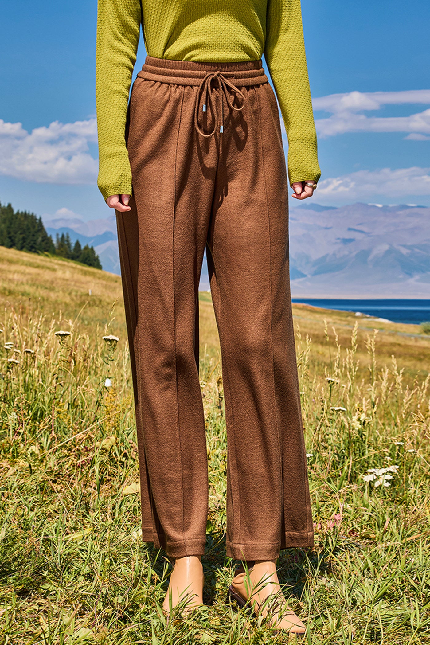 KAMILAN High-Waisted Wool Wide-Leg Pants for Women | 2025 Fall Elegant Slim-Fit Casual Trousers
