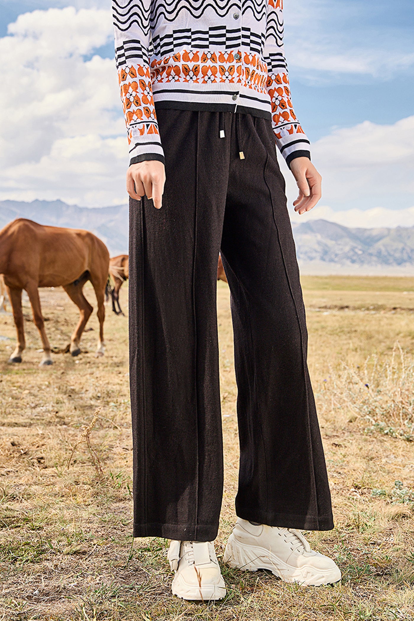 KAMILAN High-Waisted Wool Wide-Leg Pants for Women | 2025 Fall Elegant Slim-Fit Casual Trousers
