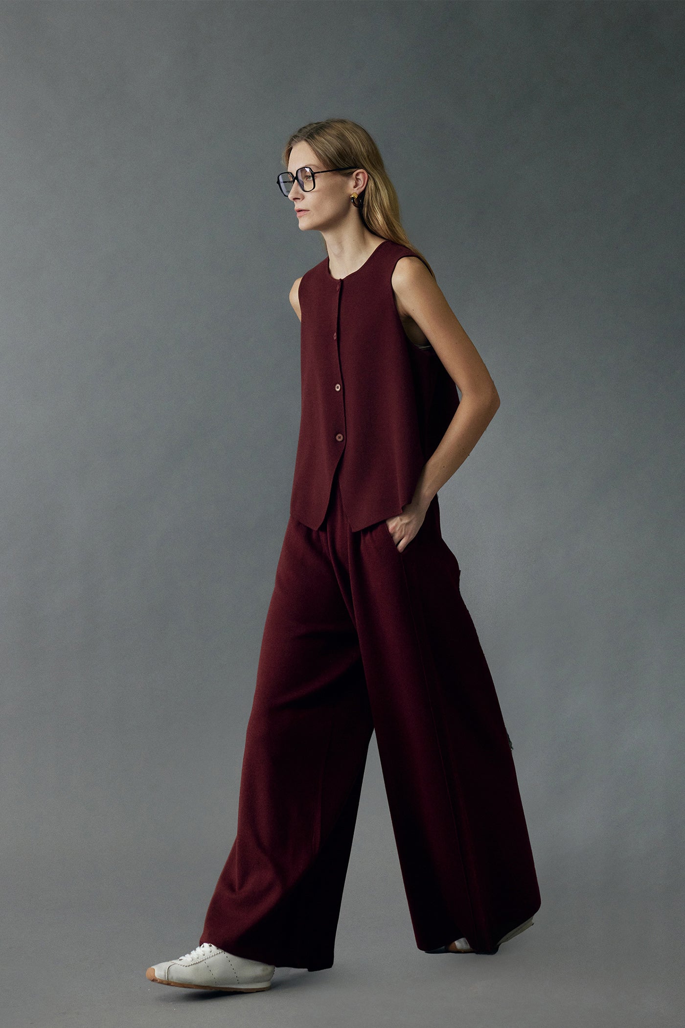 KAMILAN Women's Wool Wide-Leg Pants – 2025 Fall New High-Waisted Floor-Length Trousers