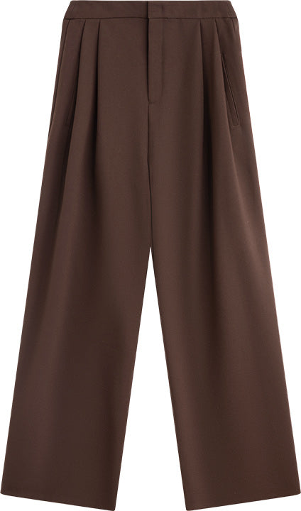 KAMILAN Women's High-Waisted Wide-Leg Pants – 2025 Autumn New Loose Fit Straight-Leg Trousers in Angora Red
