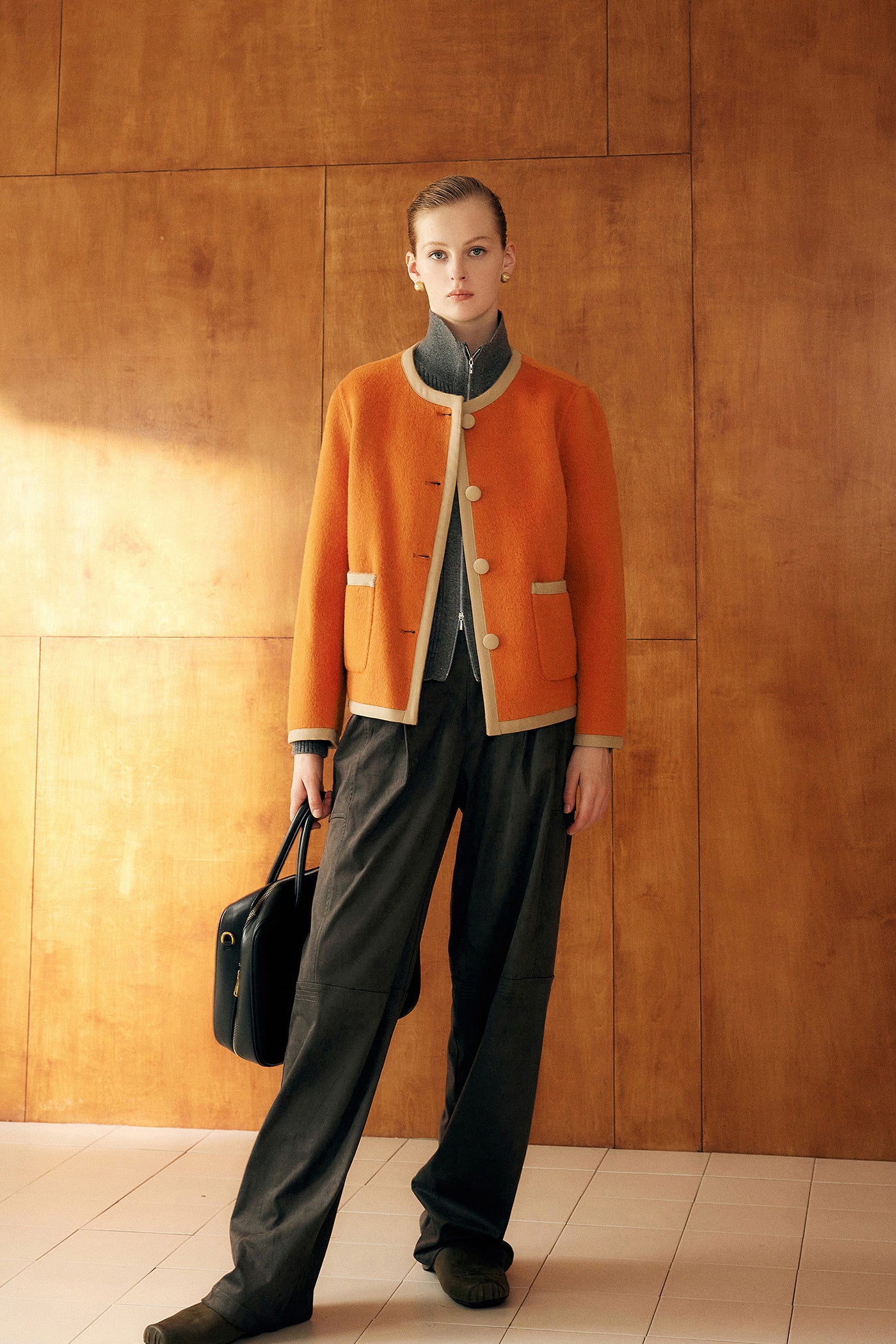 KAMILAN Women's Short Double-Faced Wool Coat – 2025 Autumn/Winter Collection, Loose Fit Long Sleeve Wool Jacket