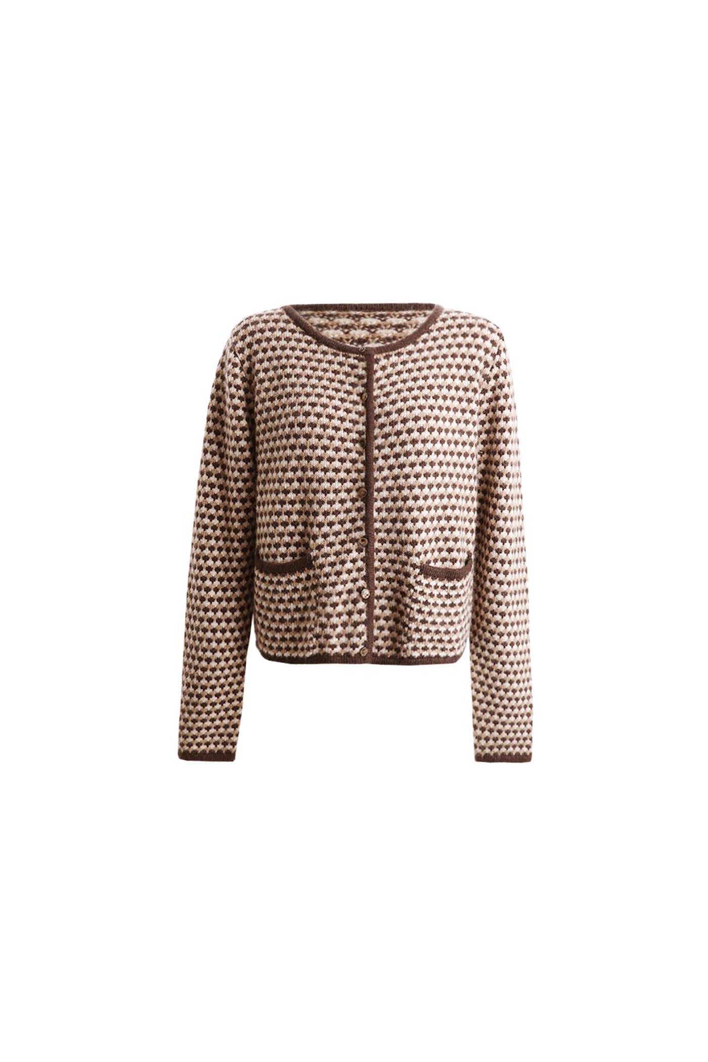 KAMILAN French Chic Wool Knit Cardigan – 2025 Autumn New Short Tweed-Inspired Sweater Jacket