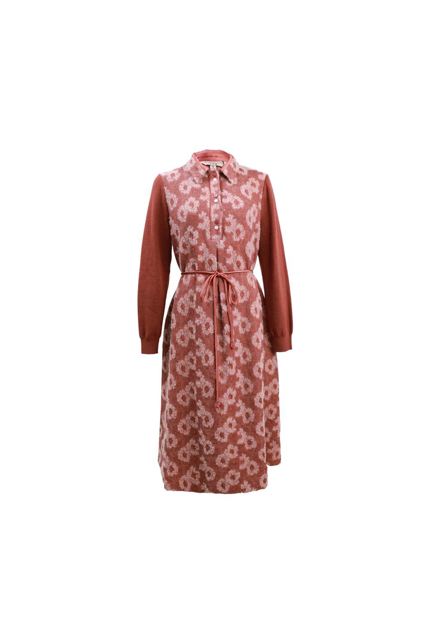 KAMILAN Women's Wool Knit Shirt Dress – 2025 Autumn/Winter New Unique Chic Belted Midi Dress