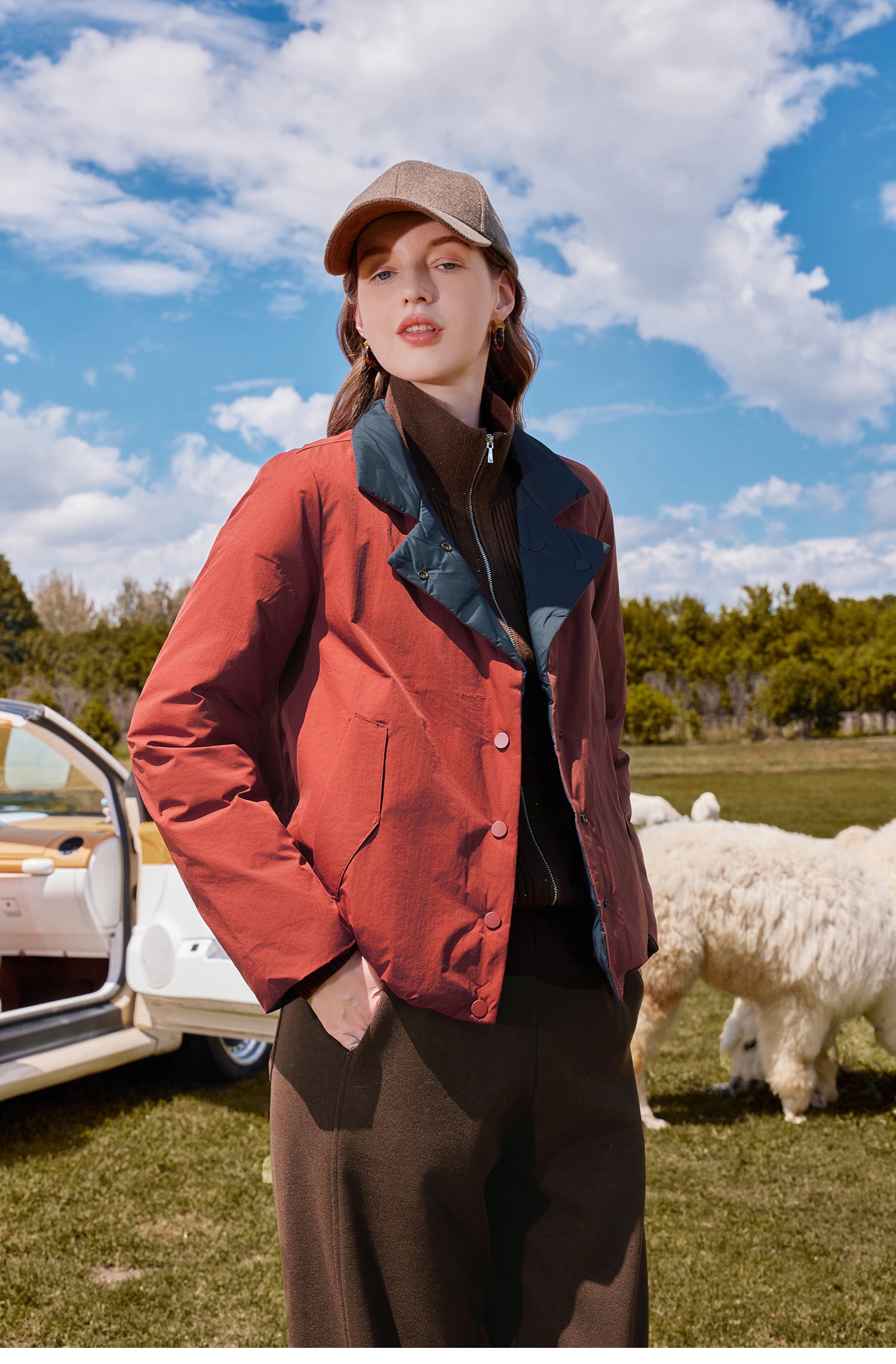 KAMILAN Short and lightweight warm down jacket for women, 2025 winter new style, white down jacket with two-sided wearability