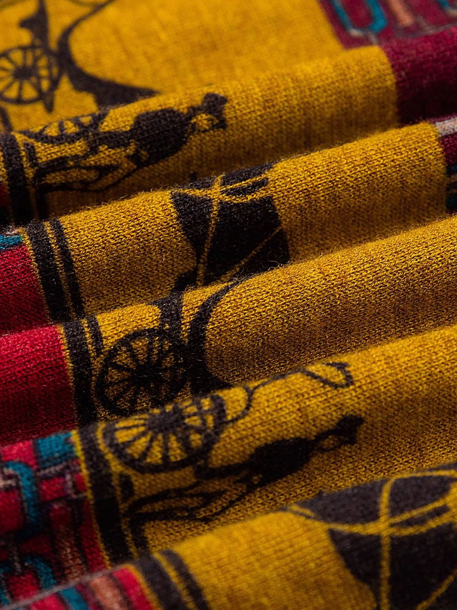 KAMILAN Women’s 2025 Fall 100% Merino Wool Printed Mock-Neck Knit Sweater Elegant Fine Long-Sleeve Pullover Top