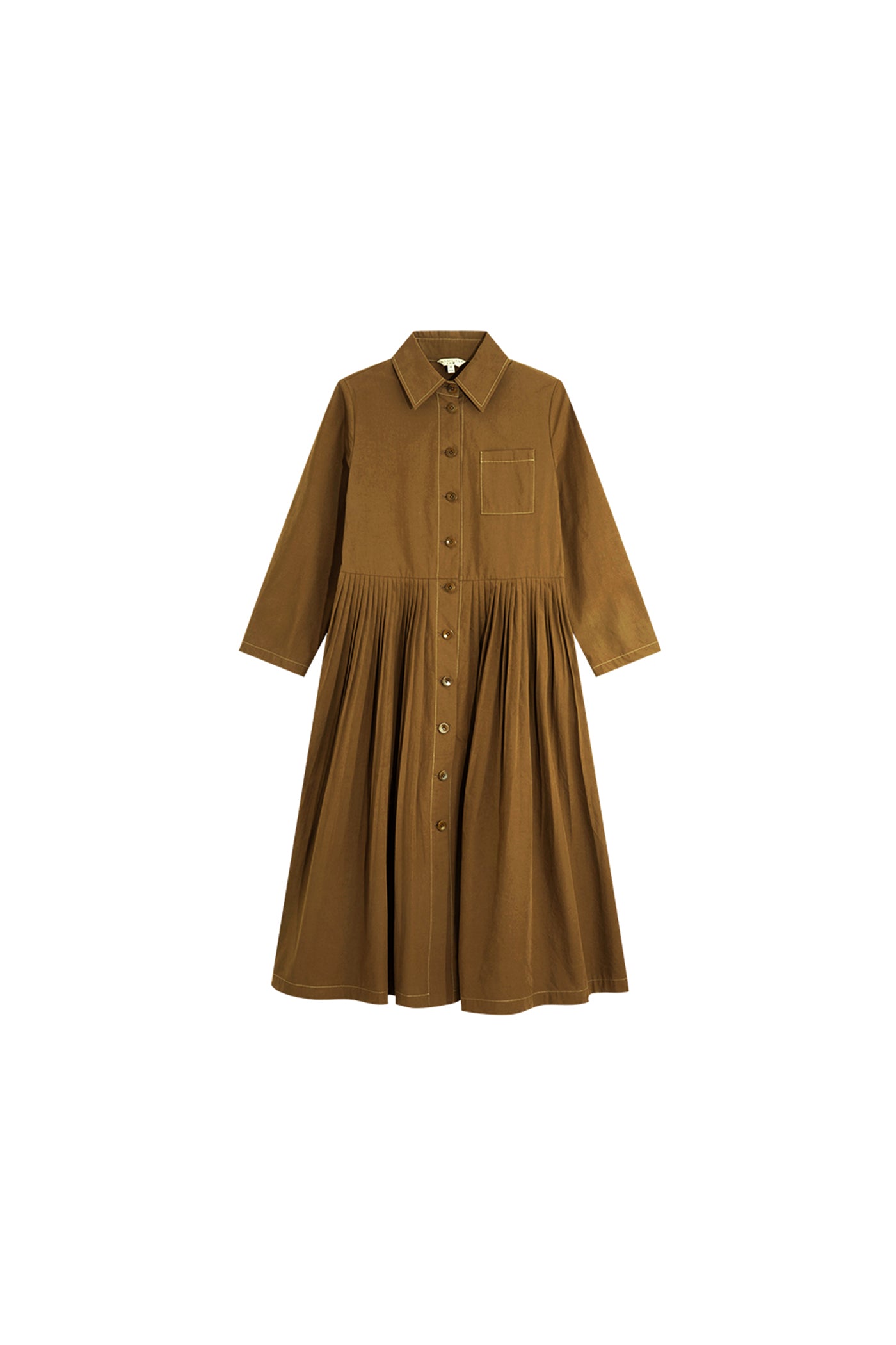 KAMILAN Women's French Chic High-Waist Dress – 2025 Autumn New Mid-Length Patchwork Shirt Dress A-Line Silhouette