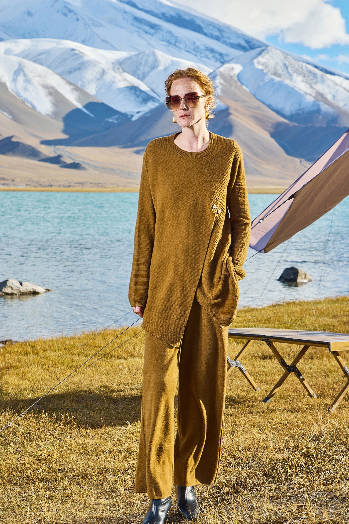 KAMILAN Women's Chic Wool Sweater – 2025 Autumn Mid-Length Knit Base Layer Top