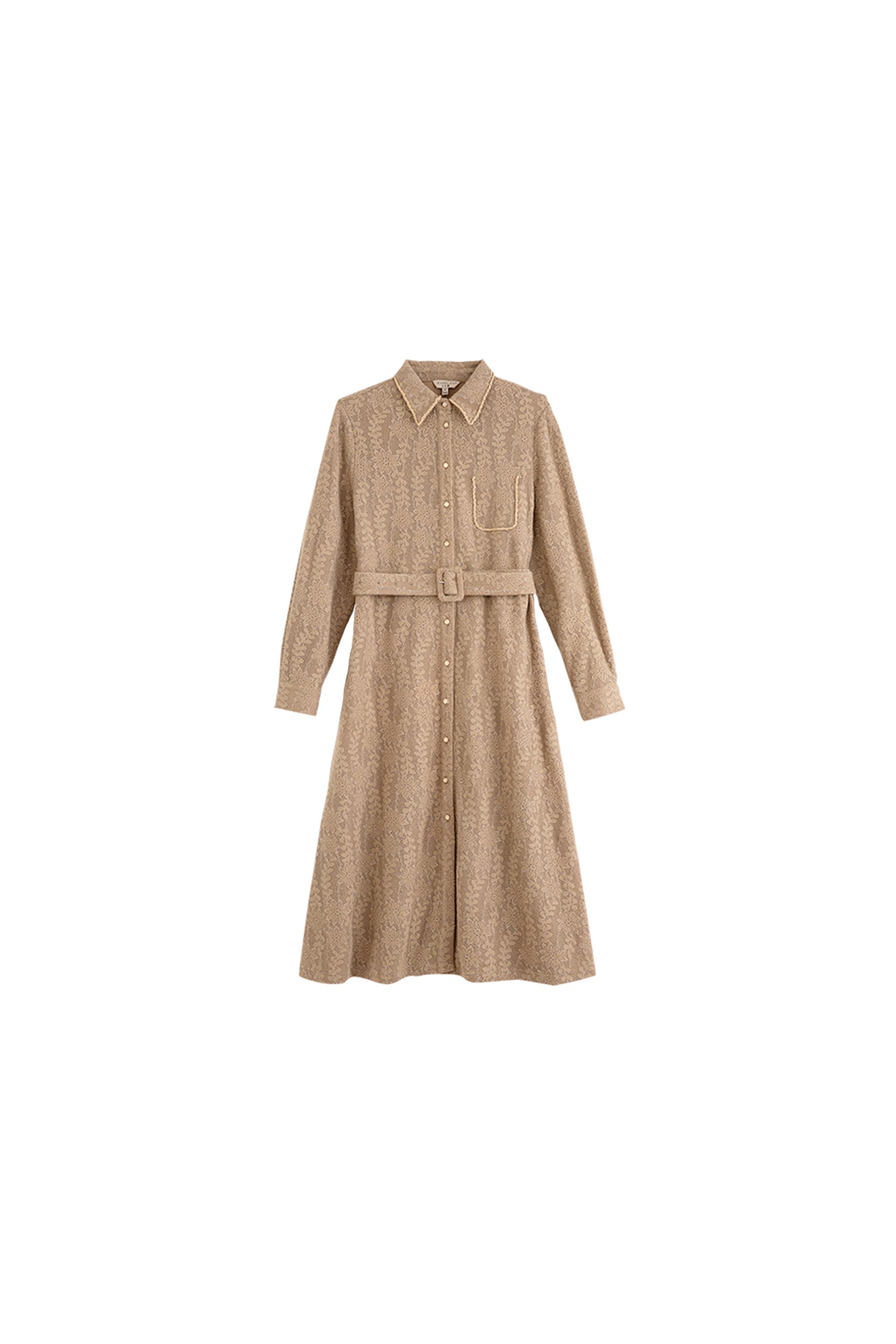 KAMILAN Women's French-Style Shirt Dress – 2025 Autumn New High-Waist Belted Midi Dress