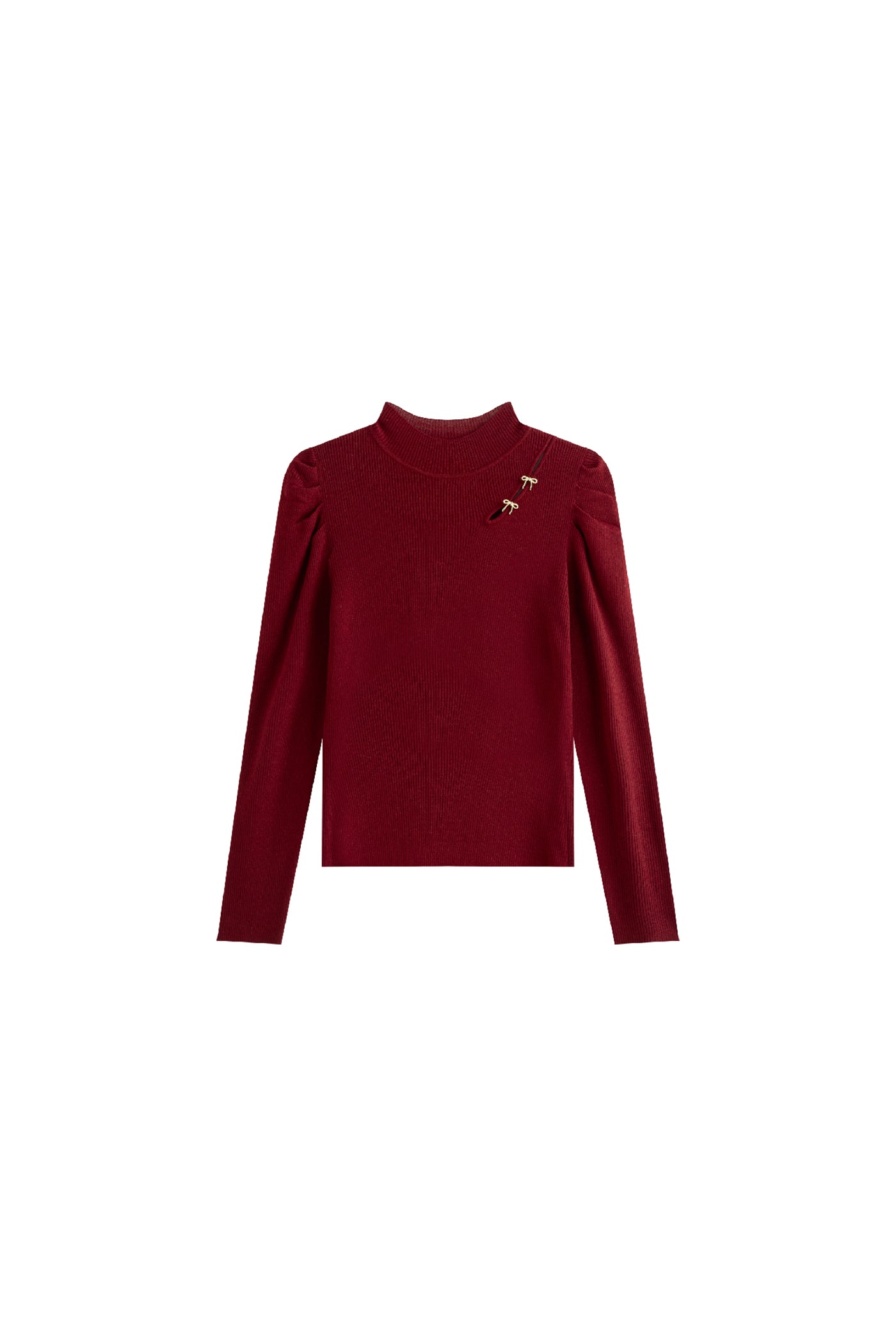 KAMILAN French-Style Puff Sleeve Wool Sweater for Women | 2025 Fall New Short Pullover Knit Top