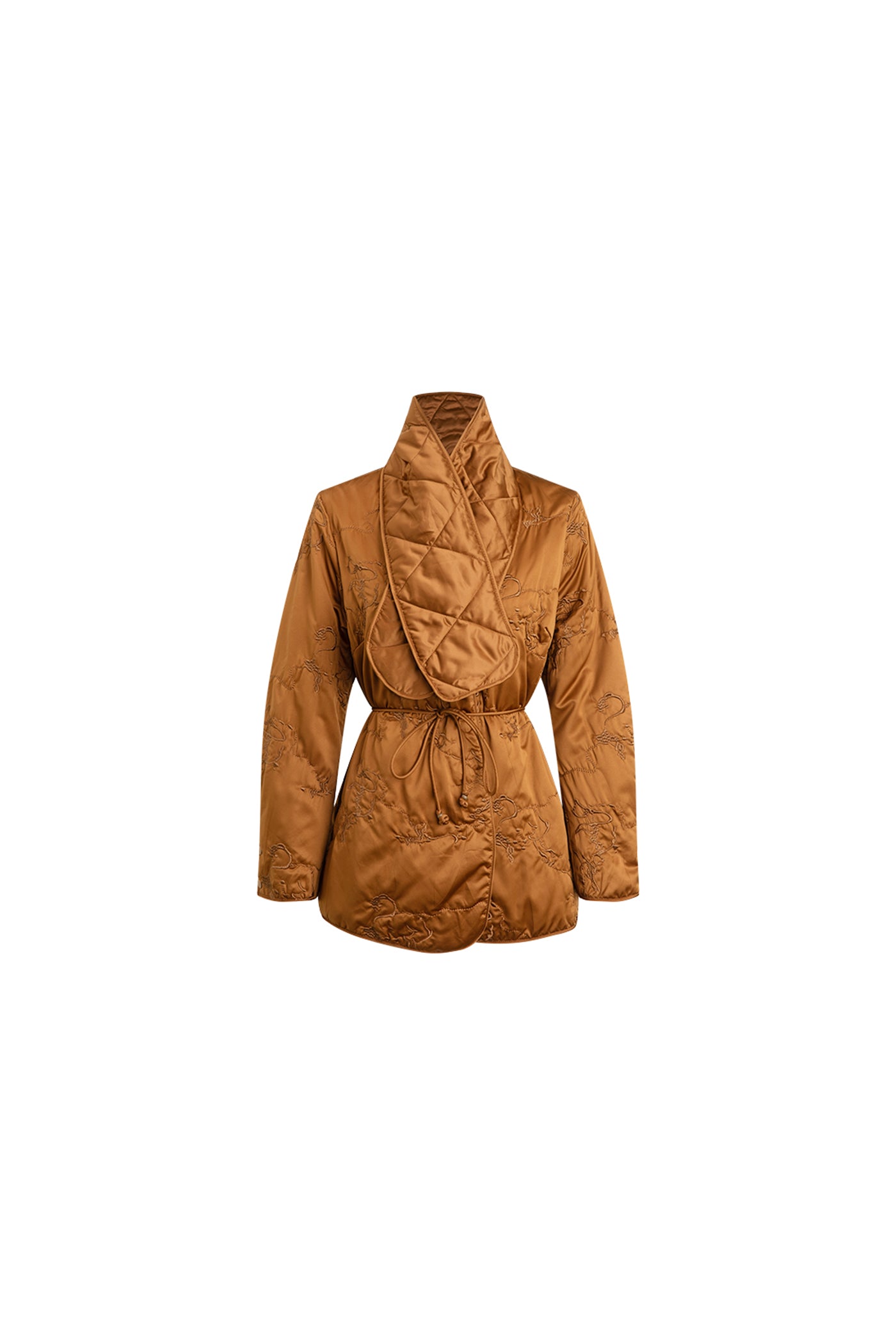 KAMILAN Women's Maillard Cotton Coat – 2025 Winter Scarf-Collar Padded Jacket