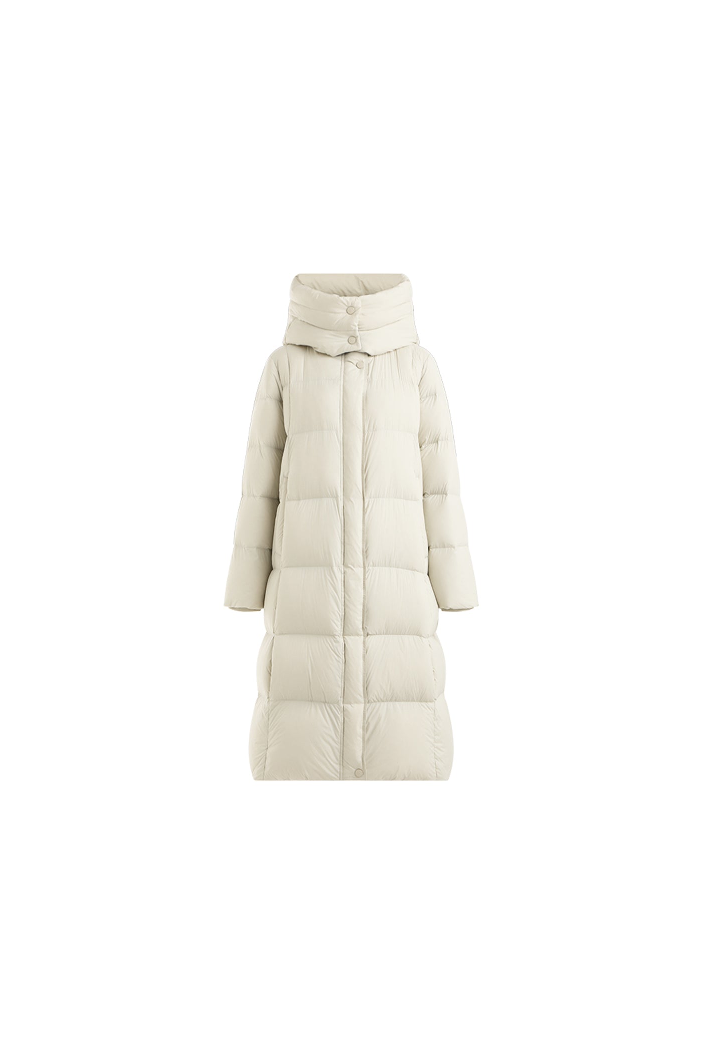 KAMILAN Women's White Goose Down Long Hooded Coat – 2025 Winter Collection, Knee-Length