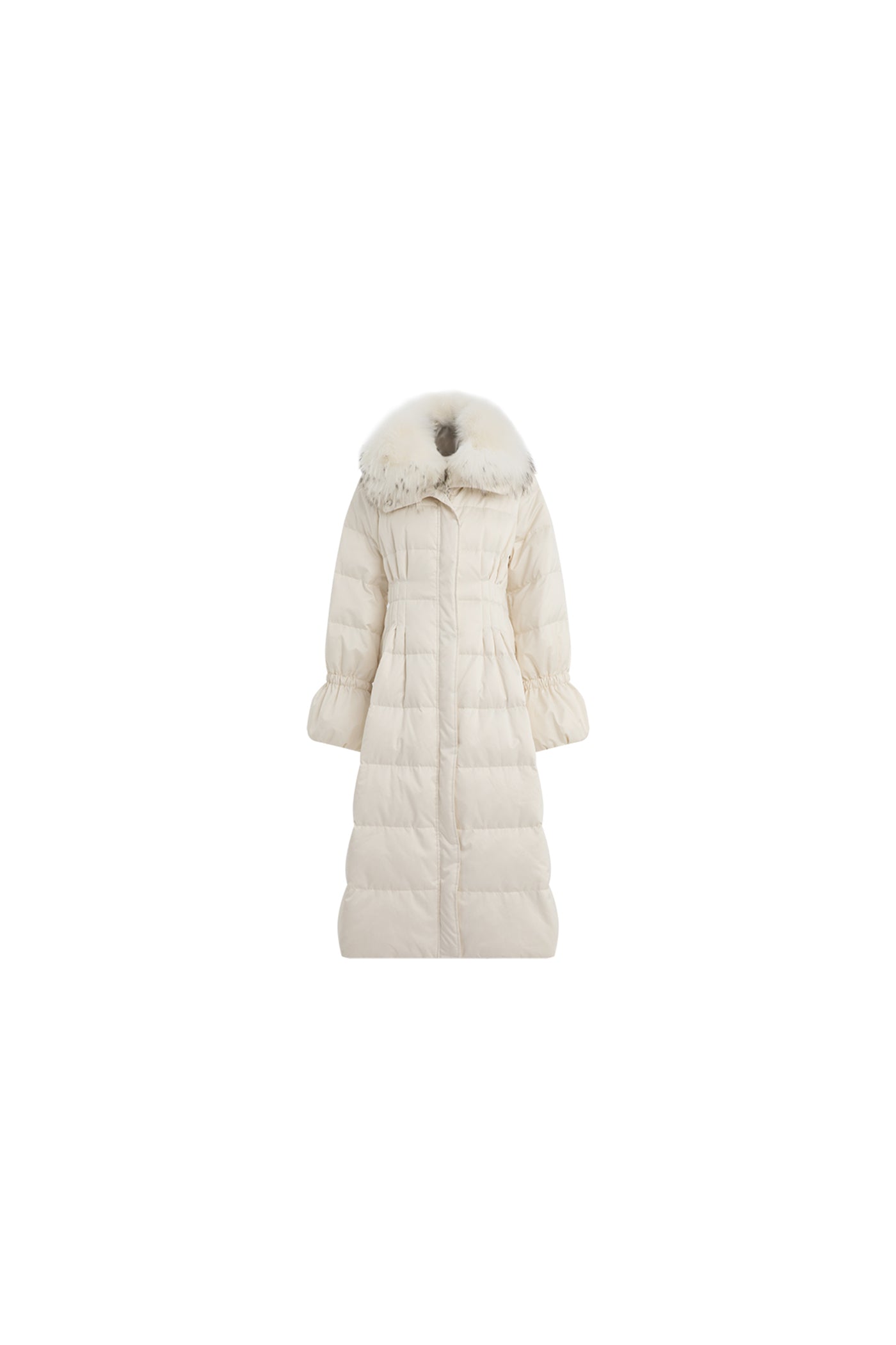 KAMILAN Women's Long White Goose Down Coat with Fox Fur Collar | 2025 Winter Luxury Outerwear