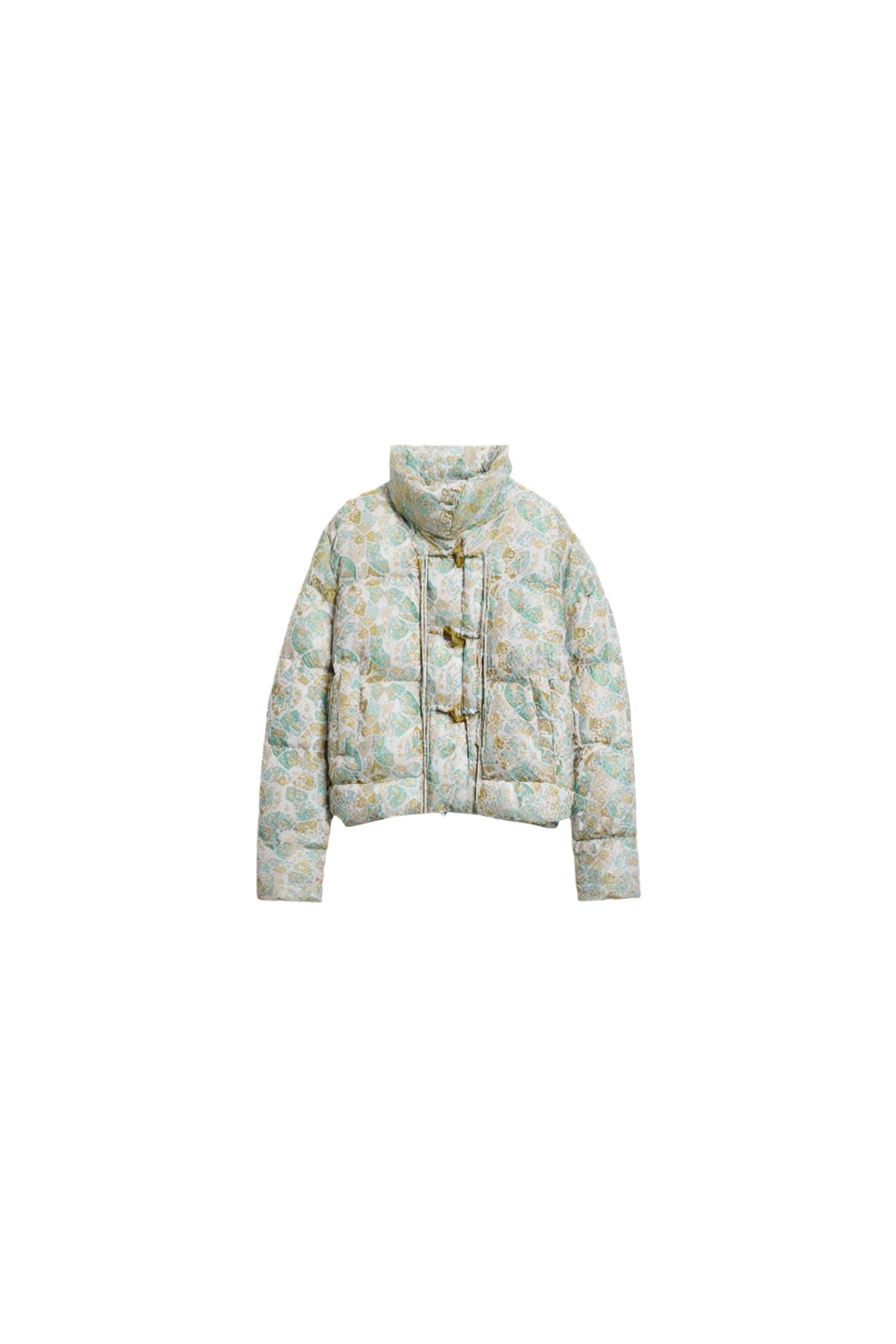KAMILAN Button-Down Print High-Collar Puffer Coat for Women 2025 Winter‌