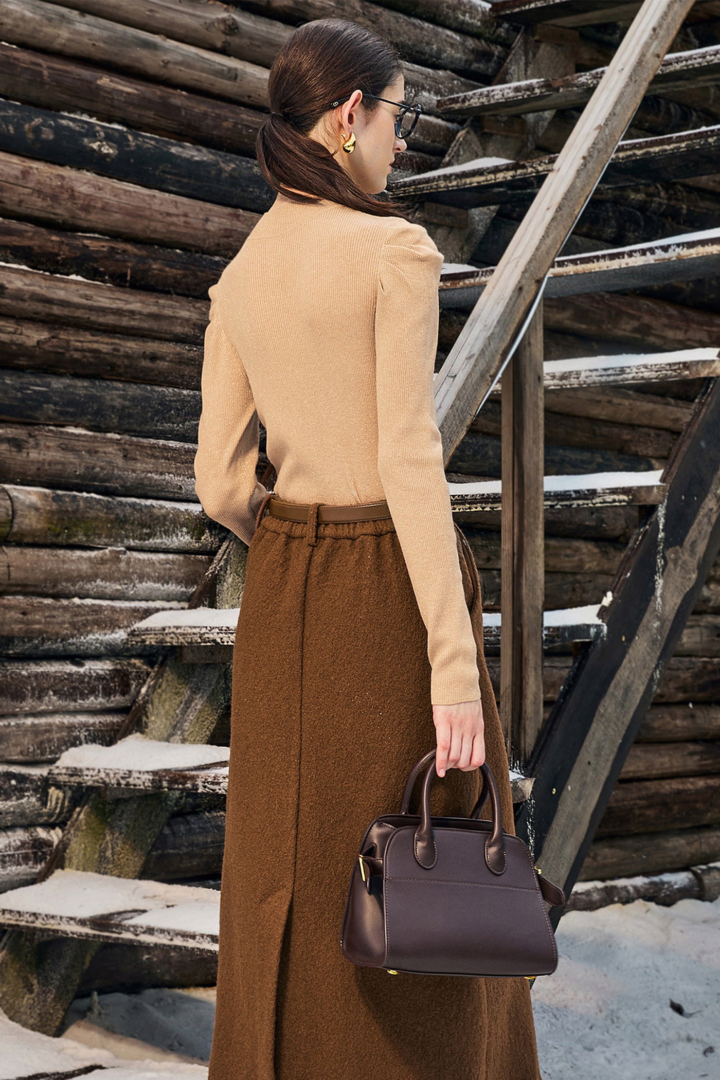 KAMILAN French-Style Puff Sleeve Wool Sweater for Women | 2025 Fall New Short Pullover Knit Top